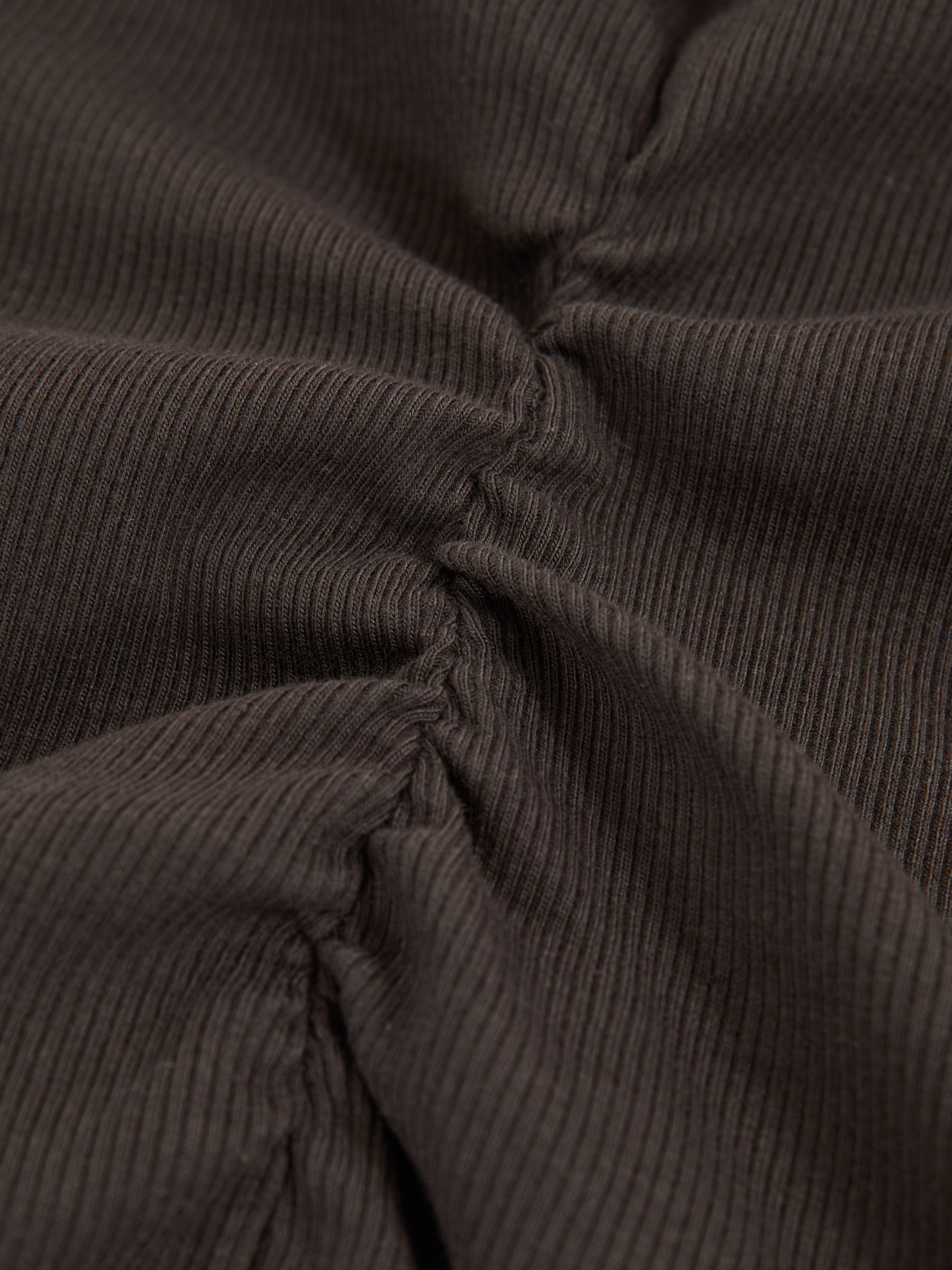 Ribbed Ruched Waist Vest in Chocolate