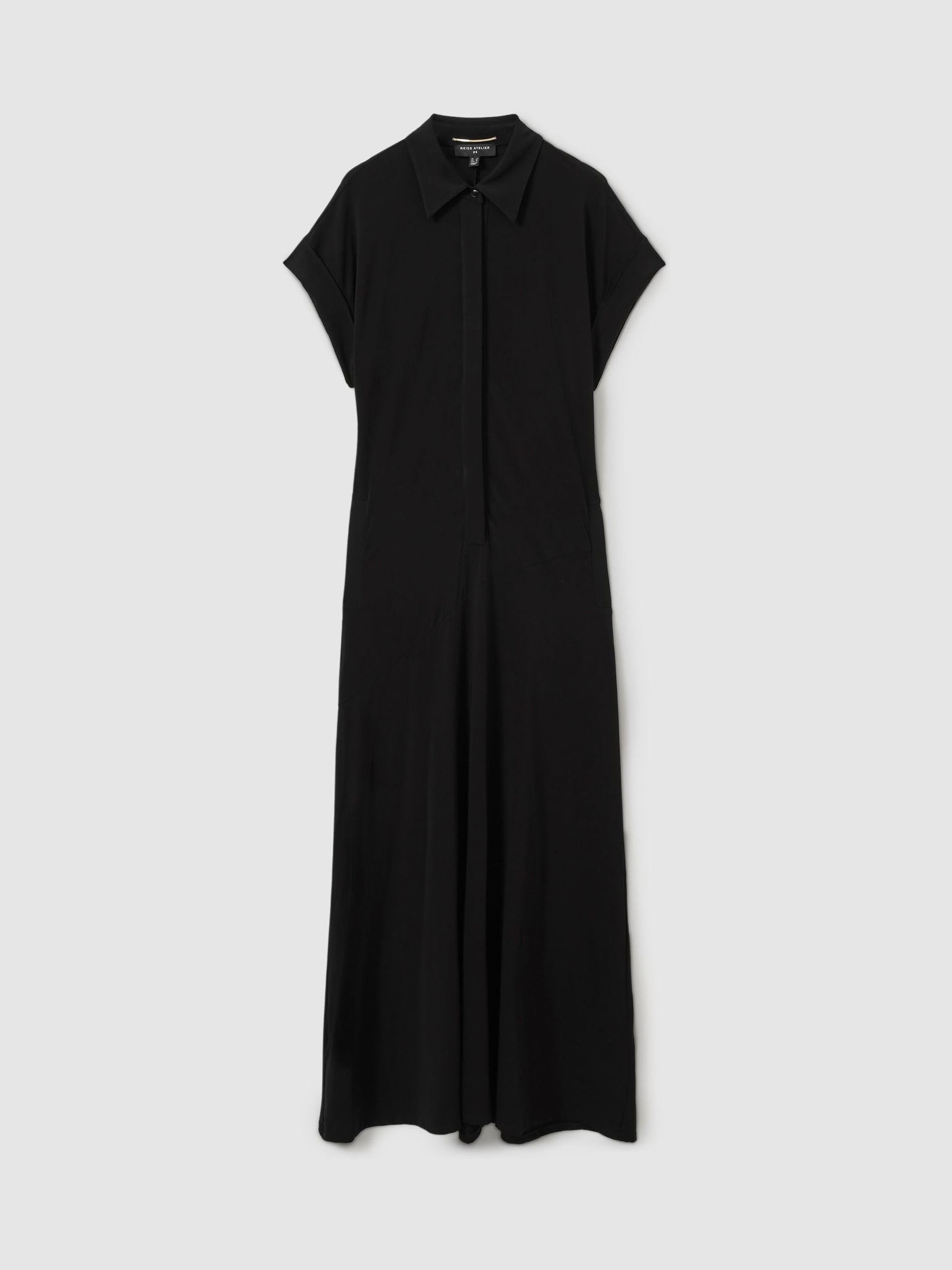 Atelier Polo-Collar Jersey Maxi Dress in Black