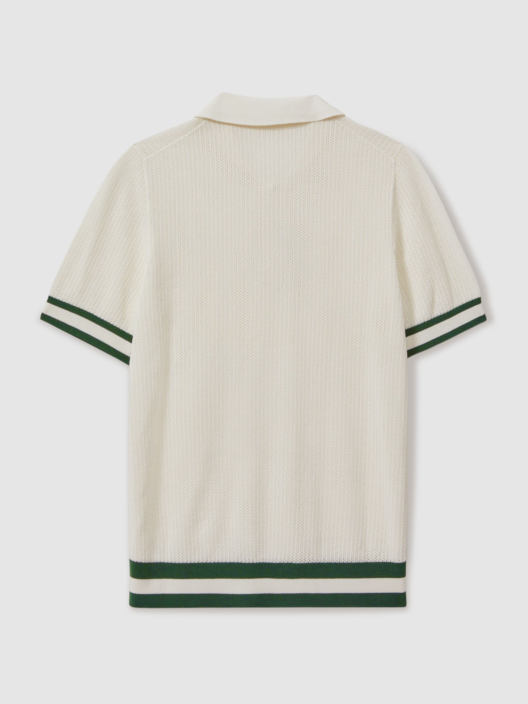 Reiss | Ché Knitted Half-Button Polo Shirt in White