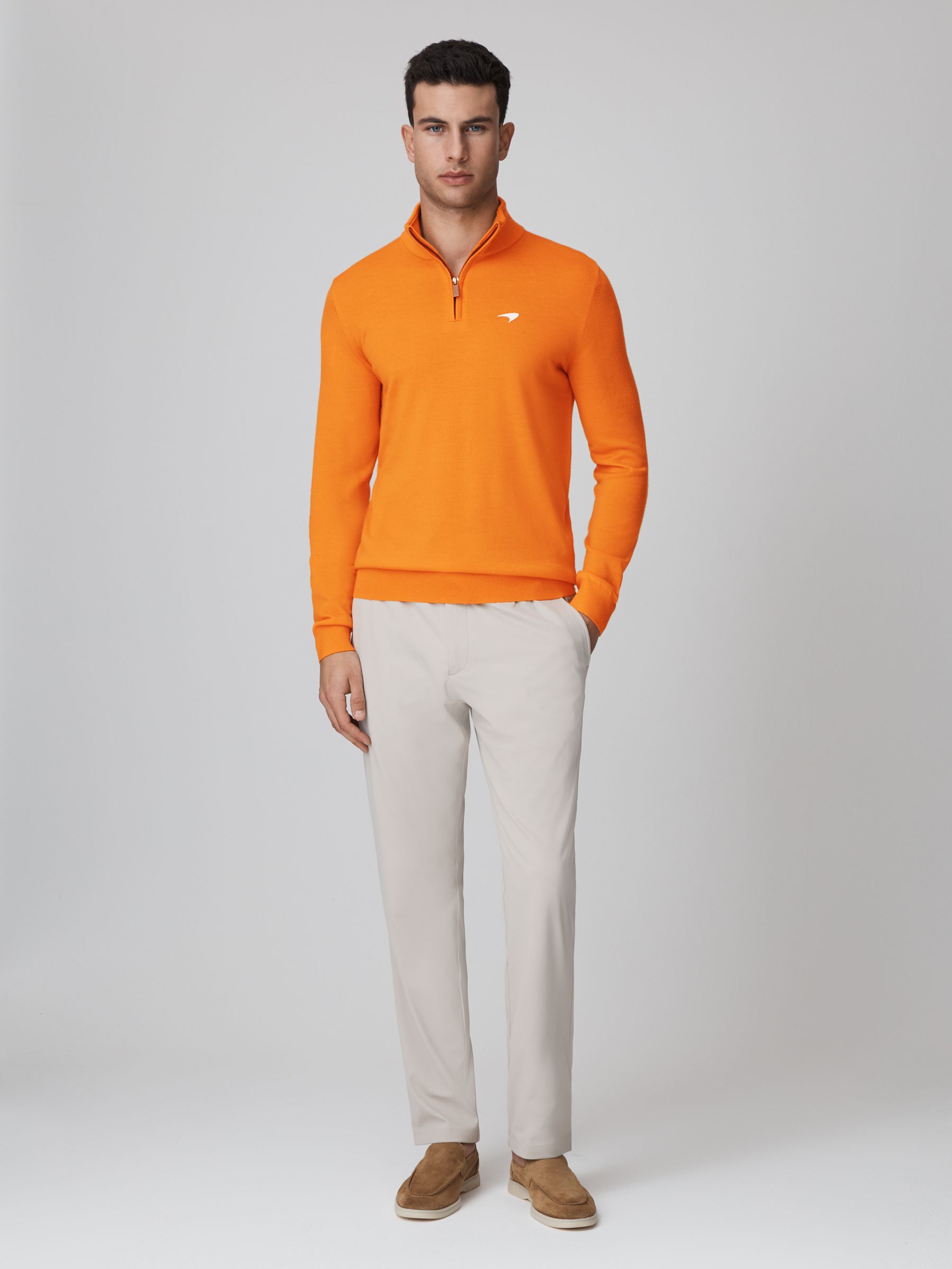 McLaren F1 Merino Half-Zip Funnel Neck Jumper in Papaya