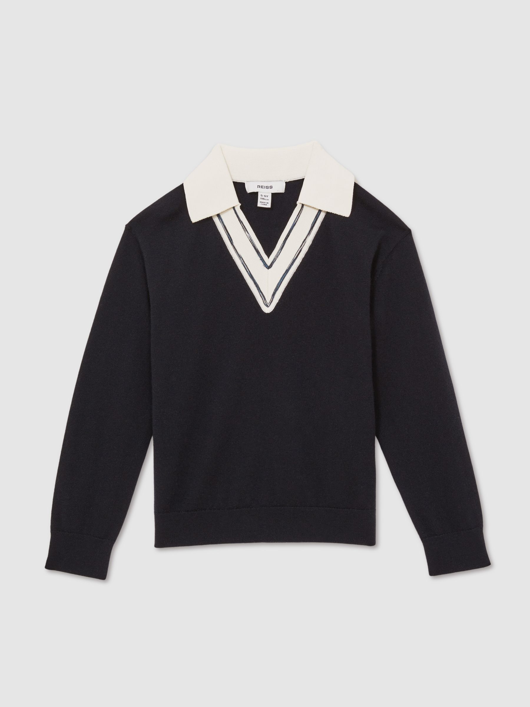 9-13 yrs Wool Collared Cricket Jumper in Navy