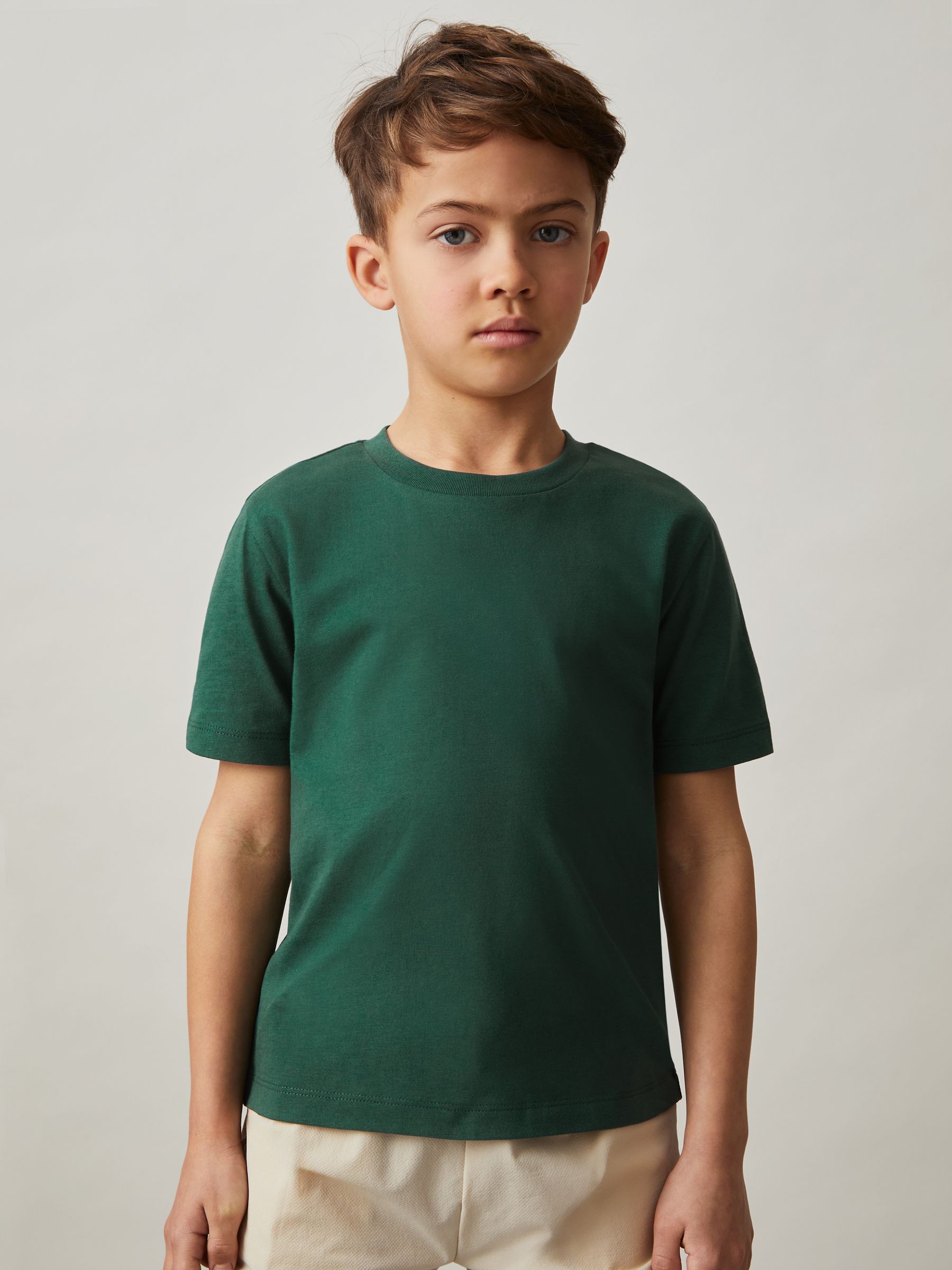 9-13 yrs Cotton Crew-Neck T-Shirt in Amiee Green