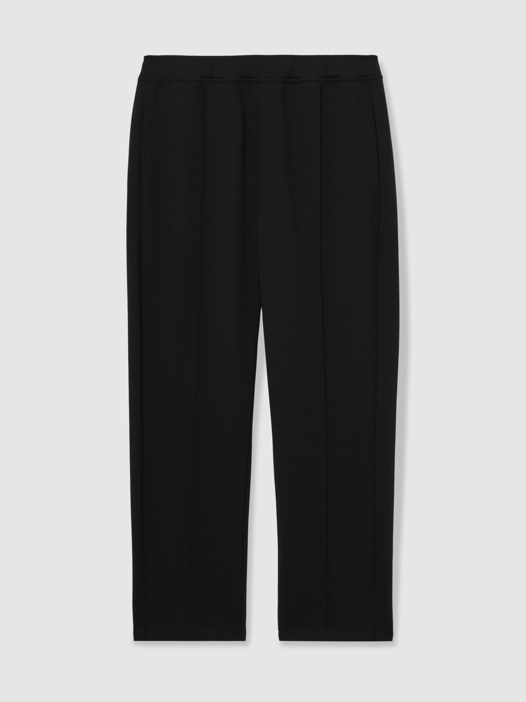 Interlock Straight Leg Drawstring Trousers in Black