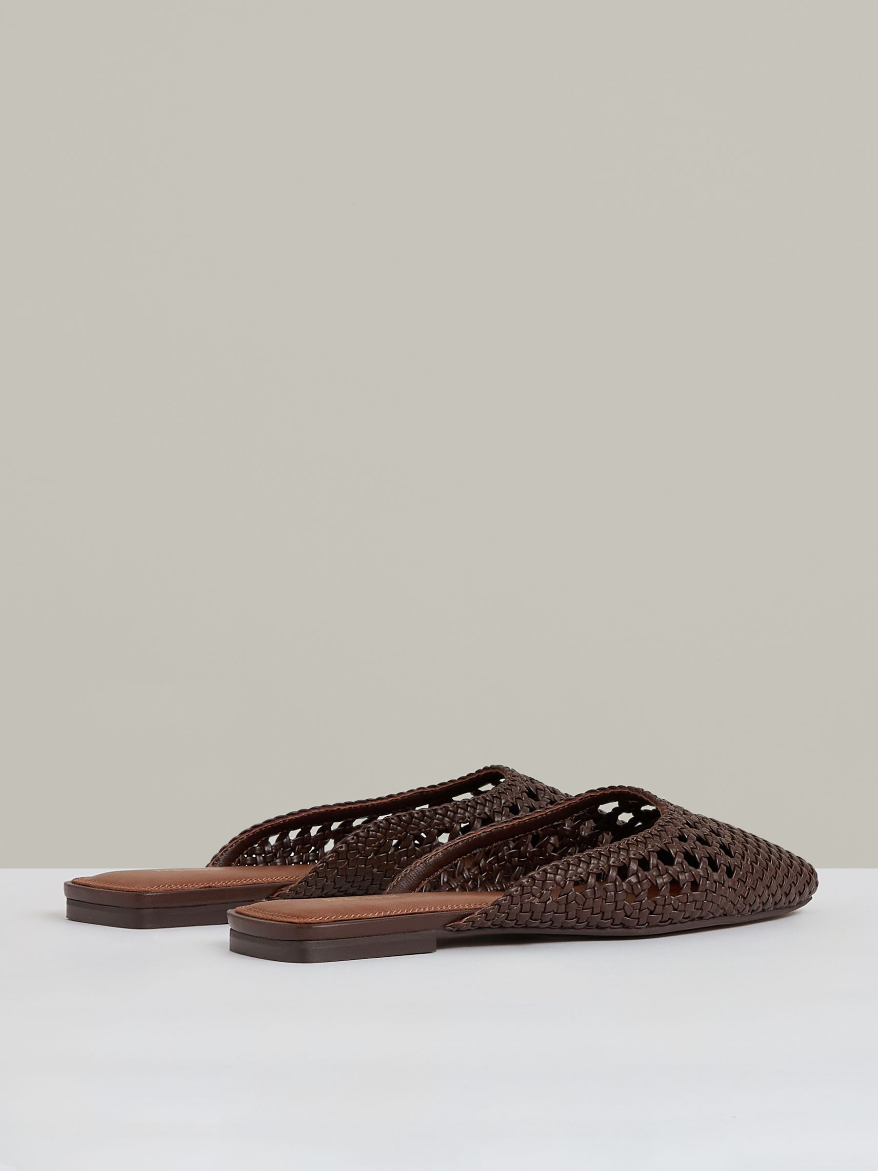 Woven Slip-On Mules in Chocolate