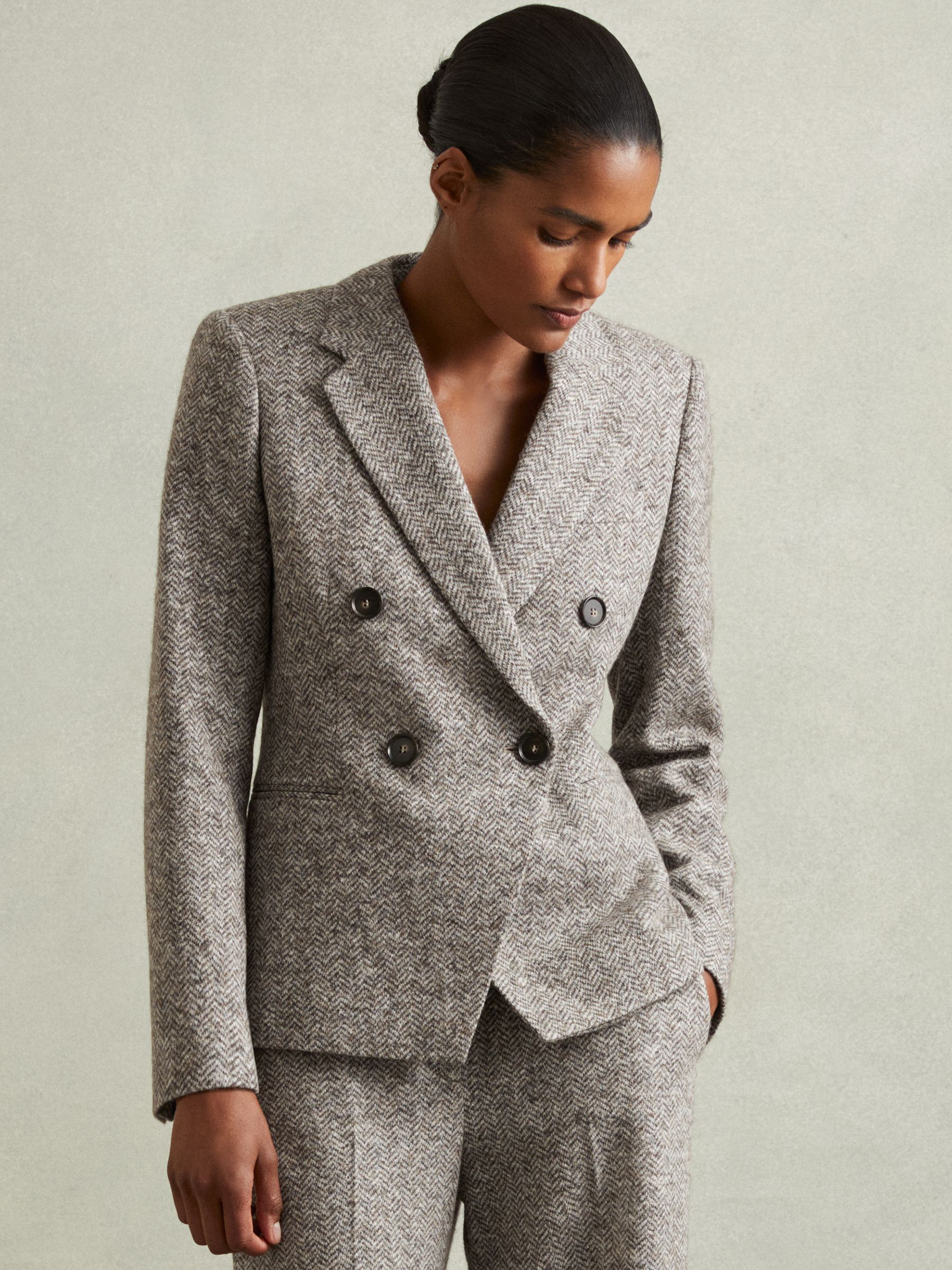 Wool and Cotton-Blend Tweed Suit Jacket in Grey
