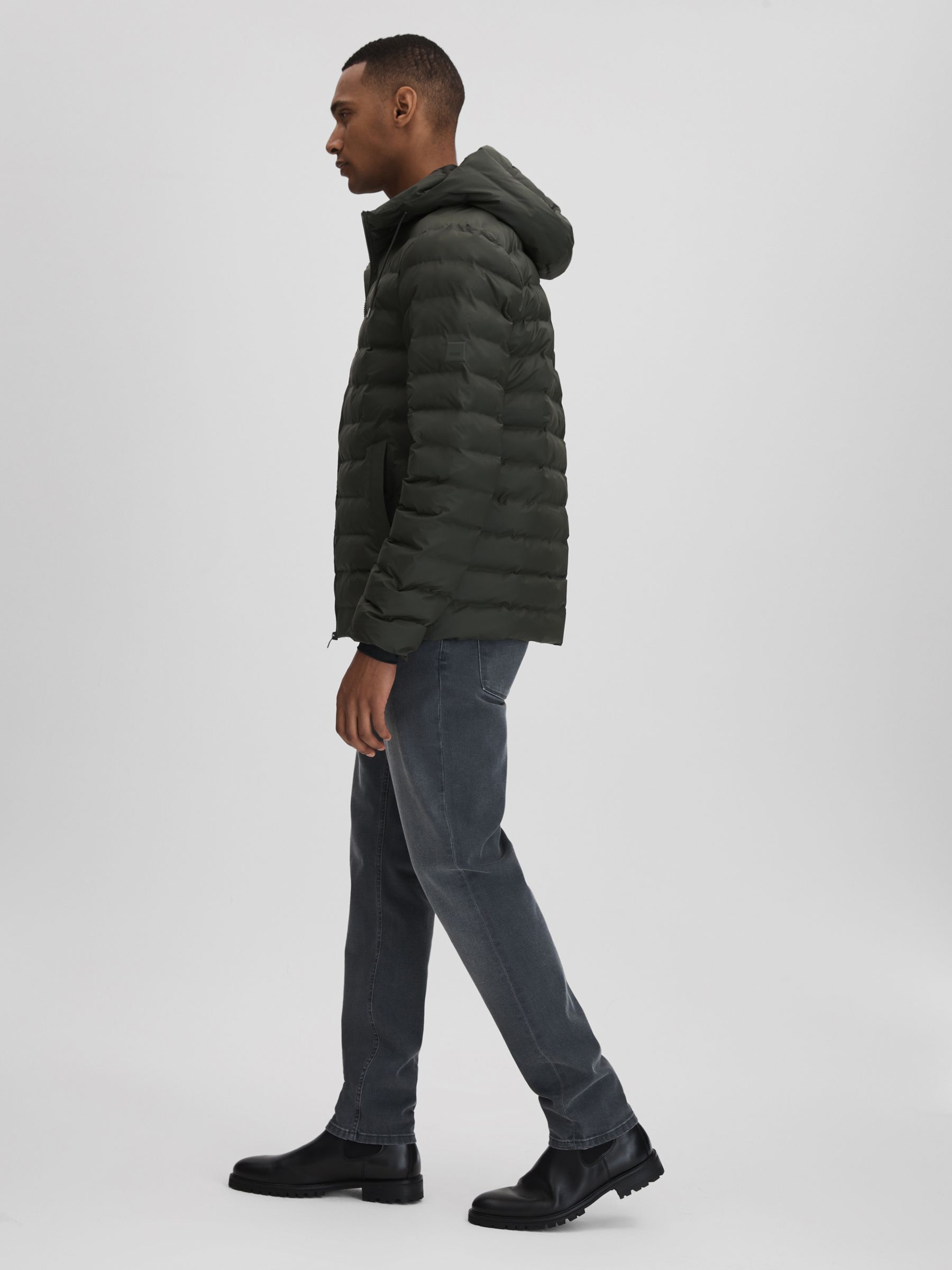 Rains Hooded Puffer Jacket in Green