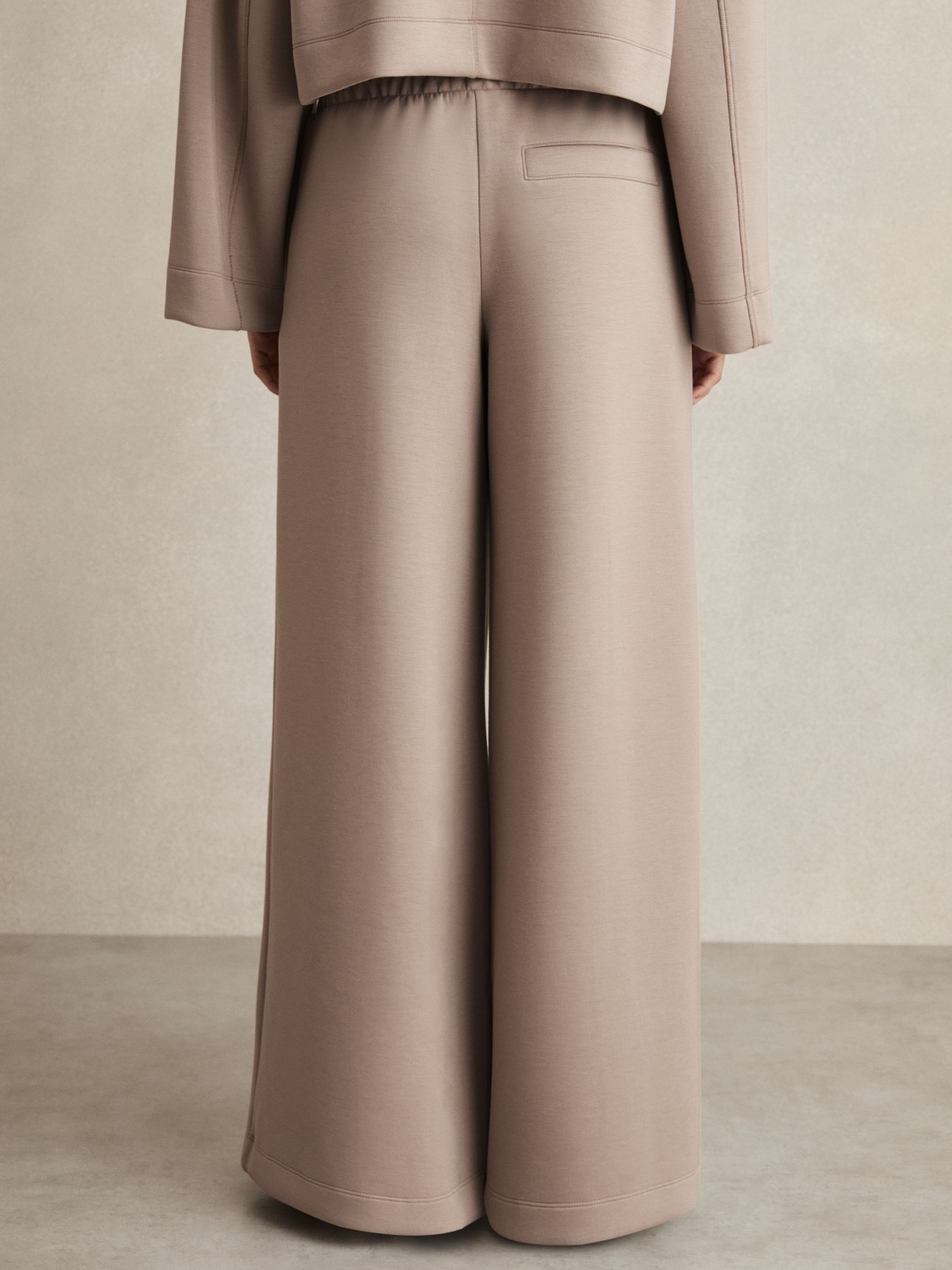 Interlock Wide-Leg Drawstring Joggers in Taupe