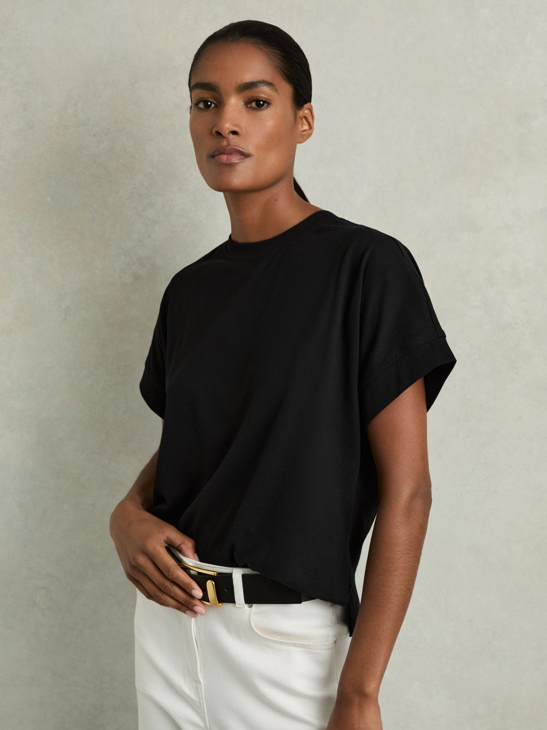 Cotton Crew Neck T-Shirt in Black