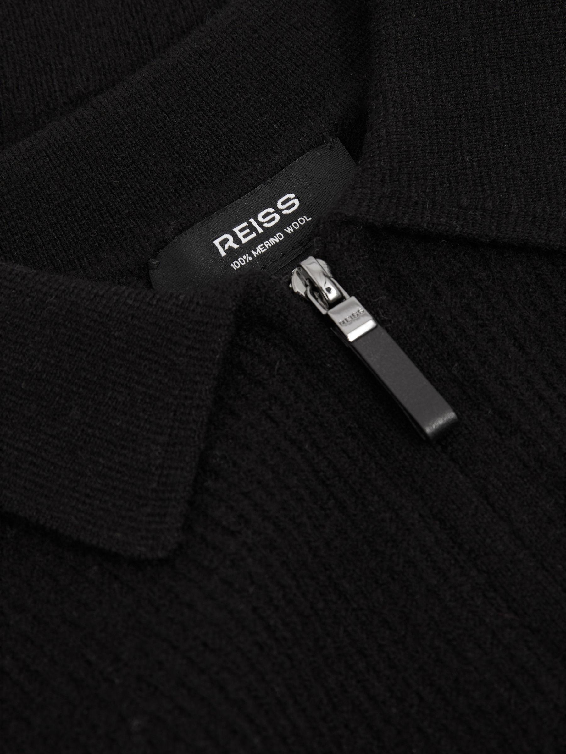 9-13 yrs Merino Wool Quarter Zip Polo Shirt in Black