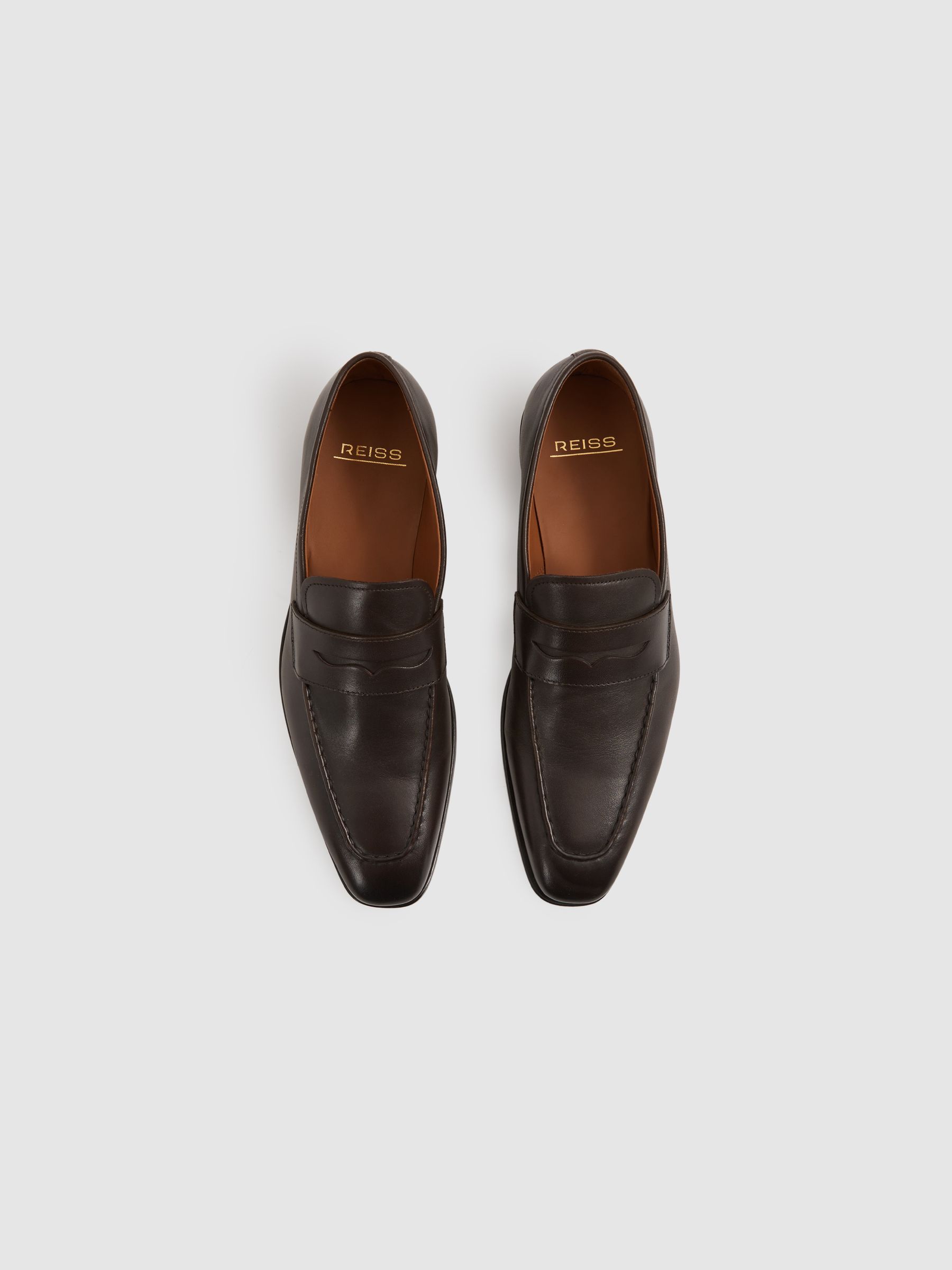 Leather Saddle Loafers in Dark Brown