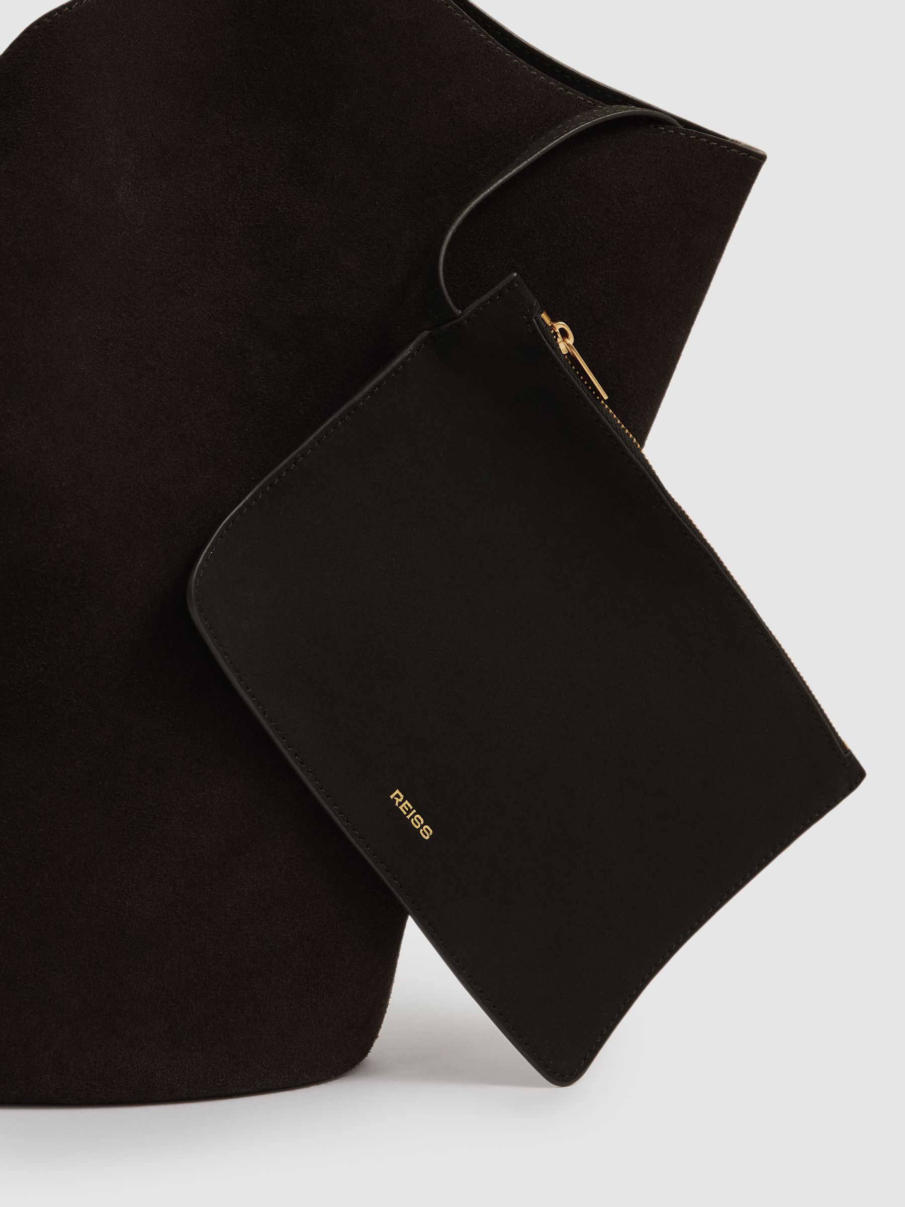 Leather And Suede Tote Bag in Chocolate