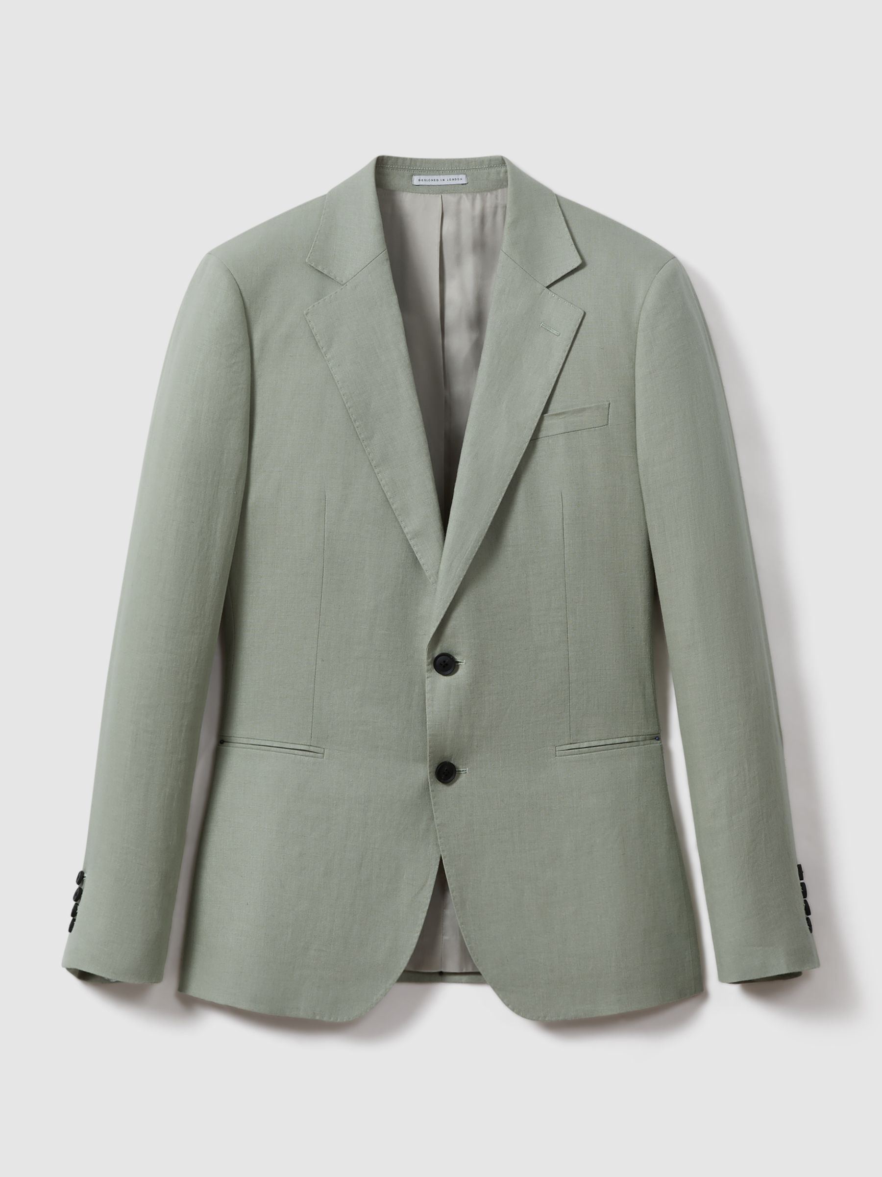 Single-Breasted Linen Suit Blazer Slim Fit in Apple