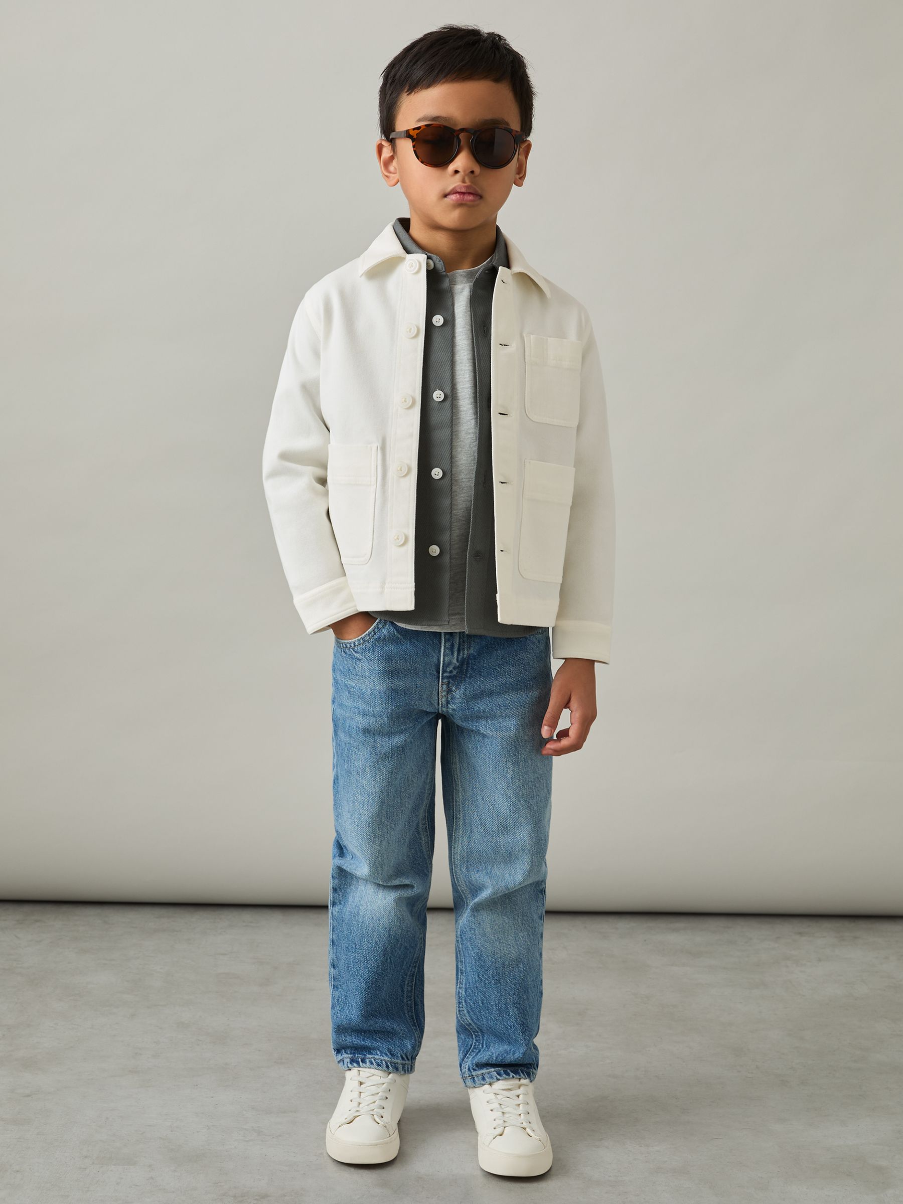 3-9 yrs Cotton-Blend Work Jacket in Off White