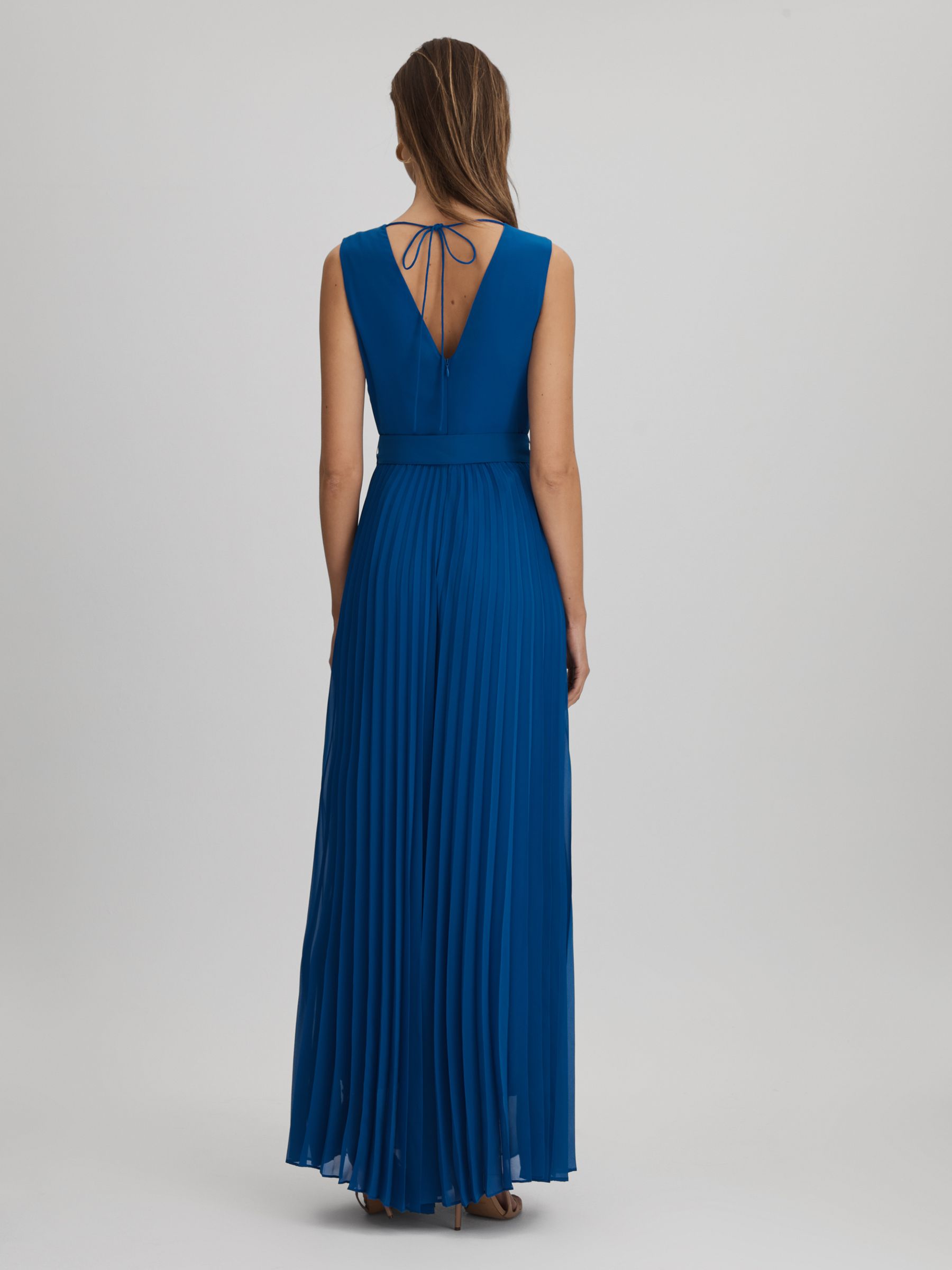 Pleated Belted Jumpsuit in Cobalt Blue