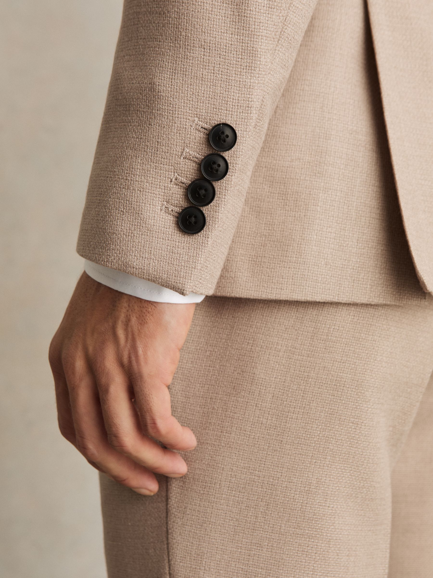 Slim-Fit Wool-Blend Double-Breasted Suit Blazer in Oatmeal Brown