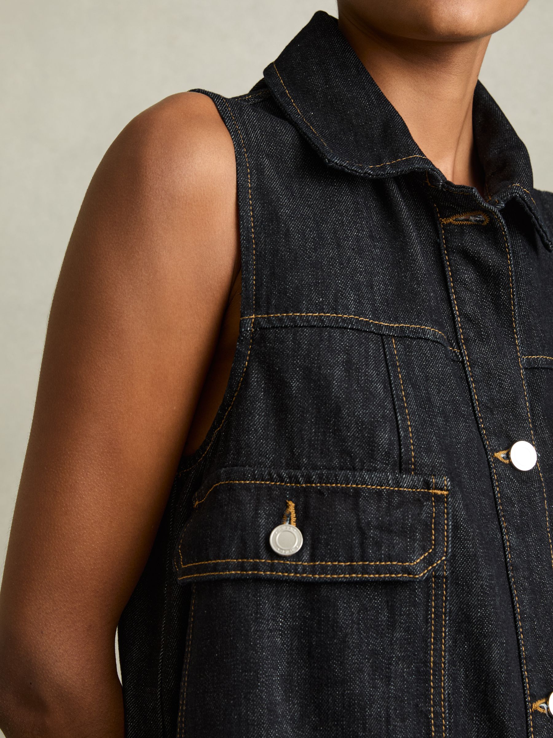 Sleeveless Denim Shift Dress in Indigo