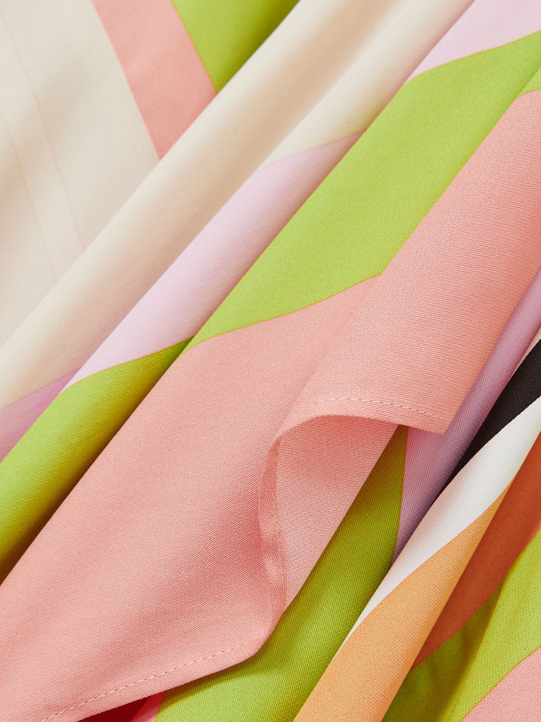 Stripe-Print Handkerchief Maxi Dress in Pink/Green