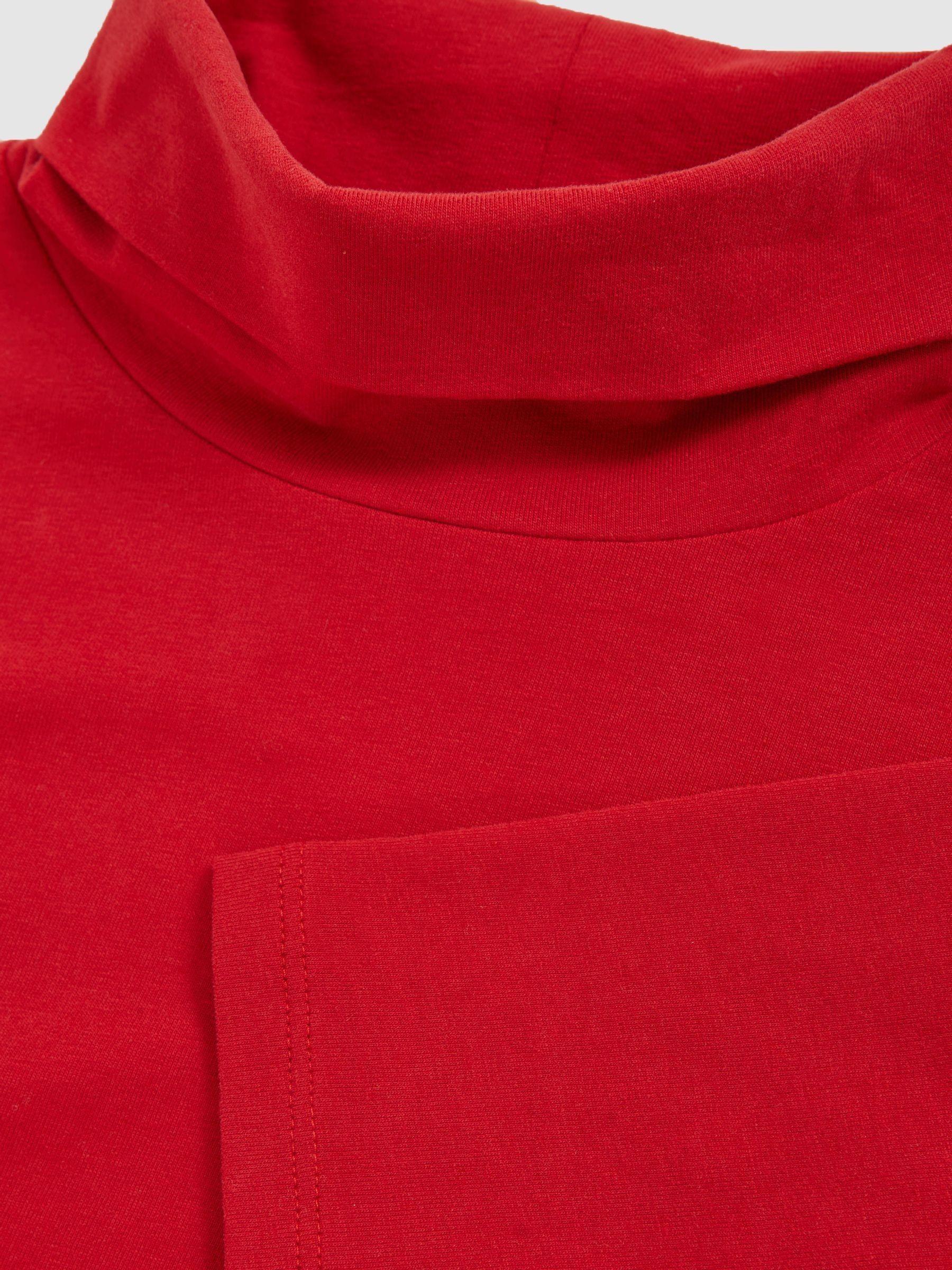 9-13 yrs Cotton-Jersey Roll-Neck Top with Stretch in Red