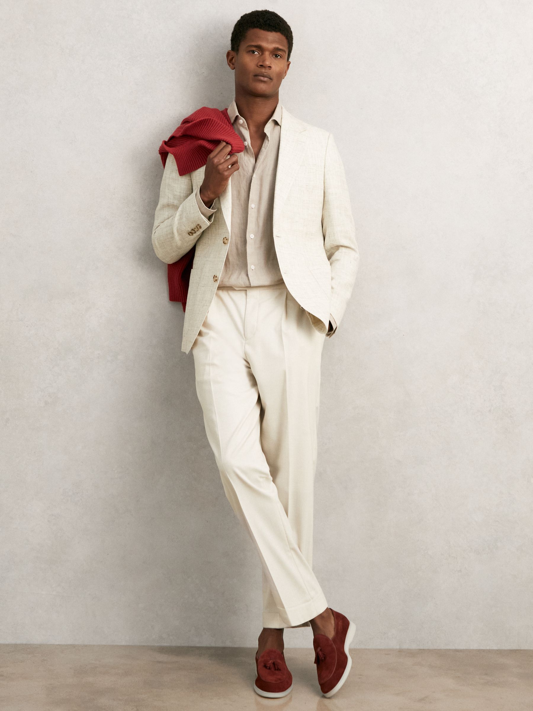 Suede Tassel Loafers in Maroon Red