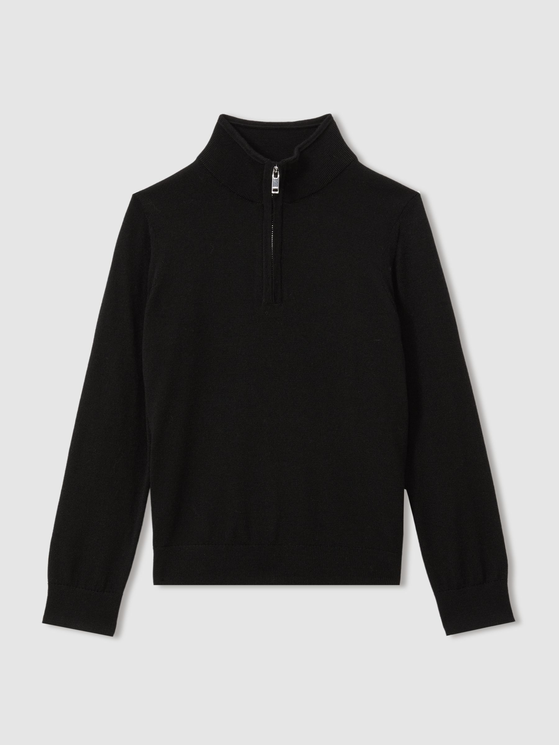 3-9 yrs Merino Wool Half-Zip Funnel Neck Jumper in Black