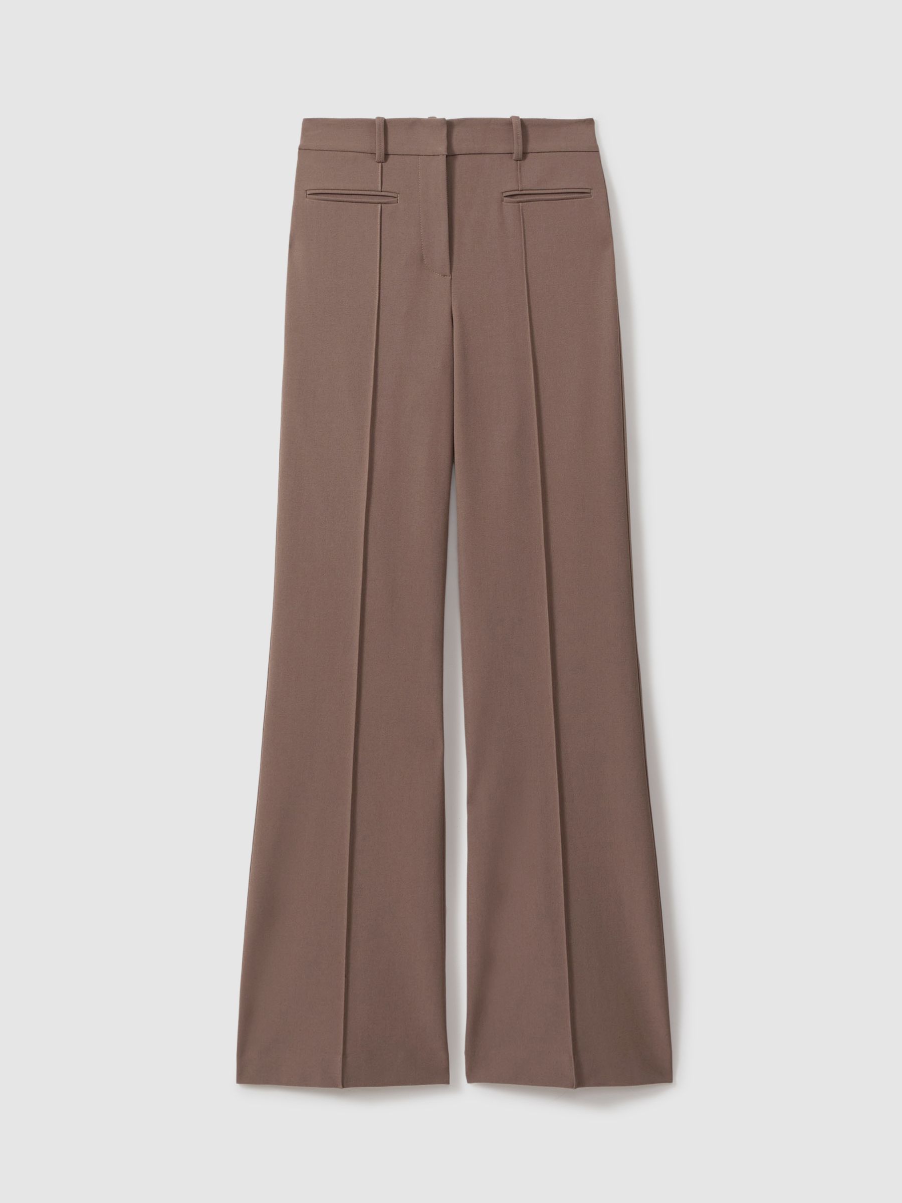 High Rise Flared Trousers in Mink Neutral