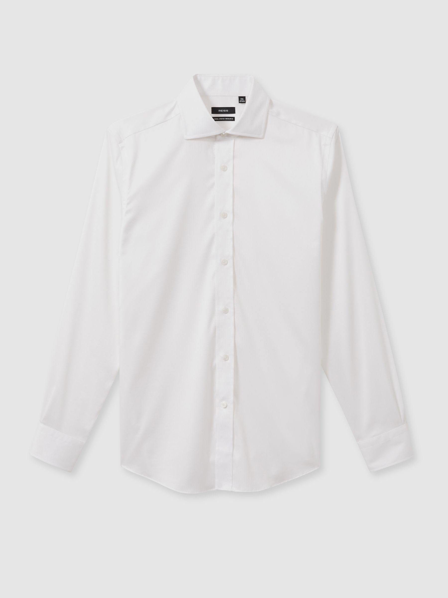 Regular Fit Cotton-Tencel Stretch Shirt in White