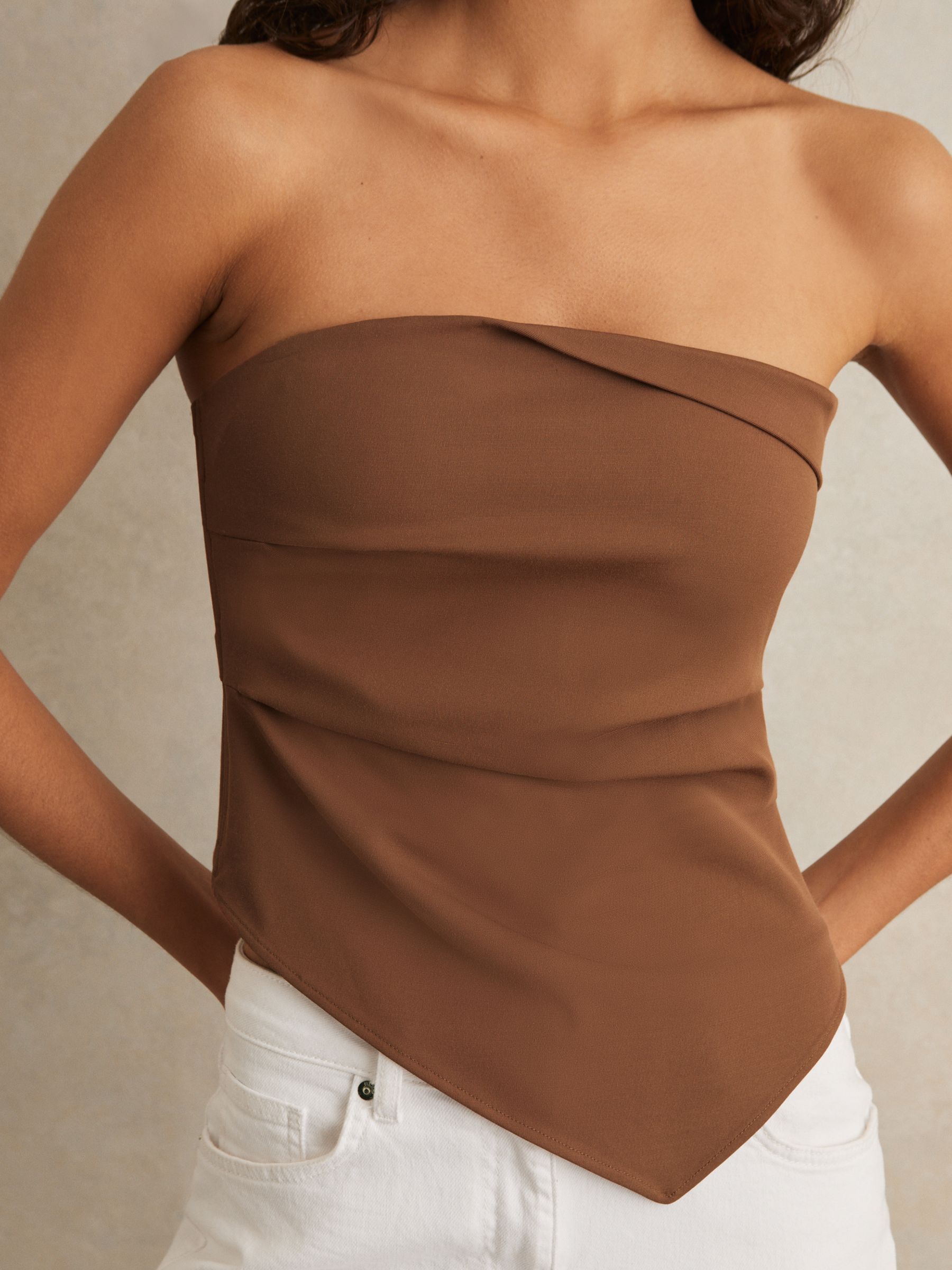 Ruched Bandeau Top in Brown