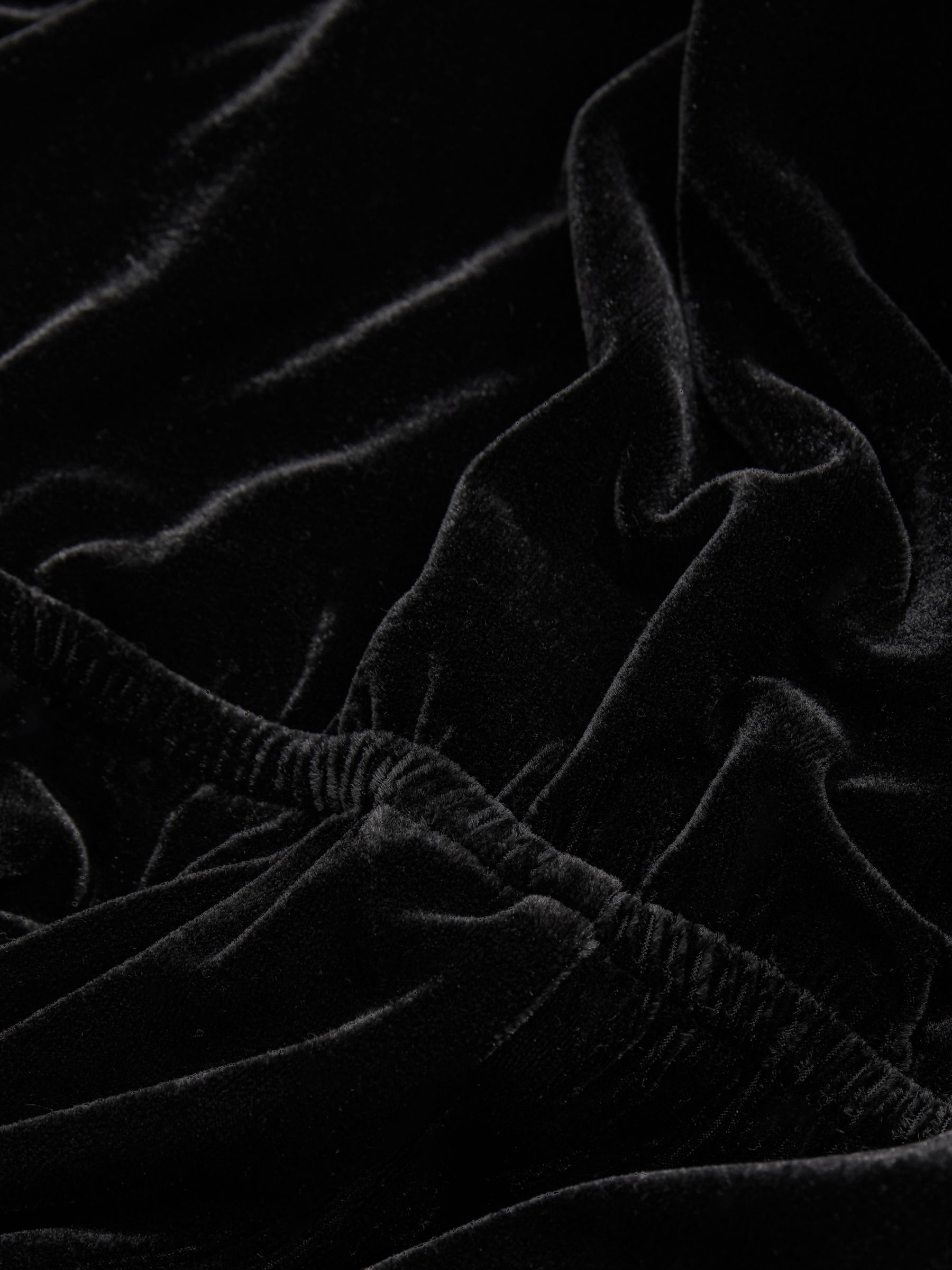 Velvet Belted Wide Leg Jumpsuit in Black