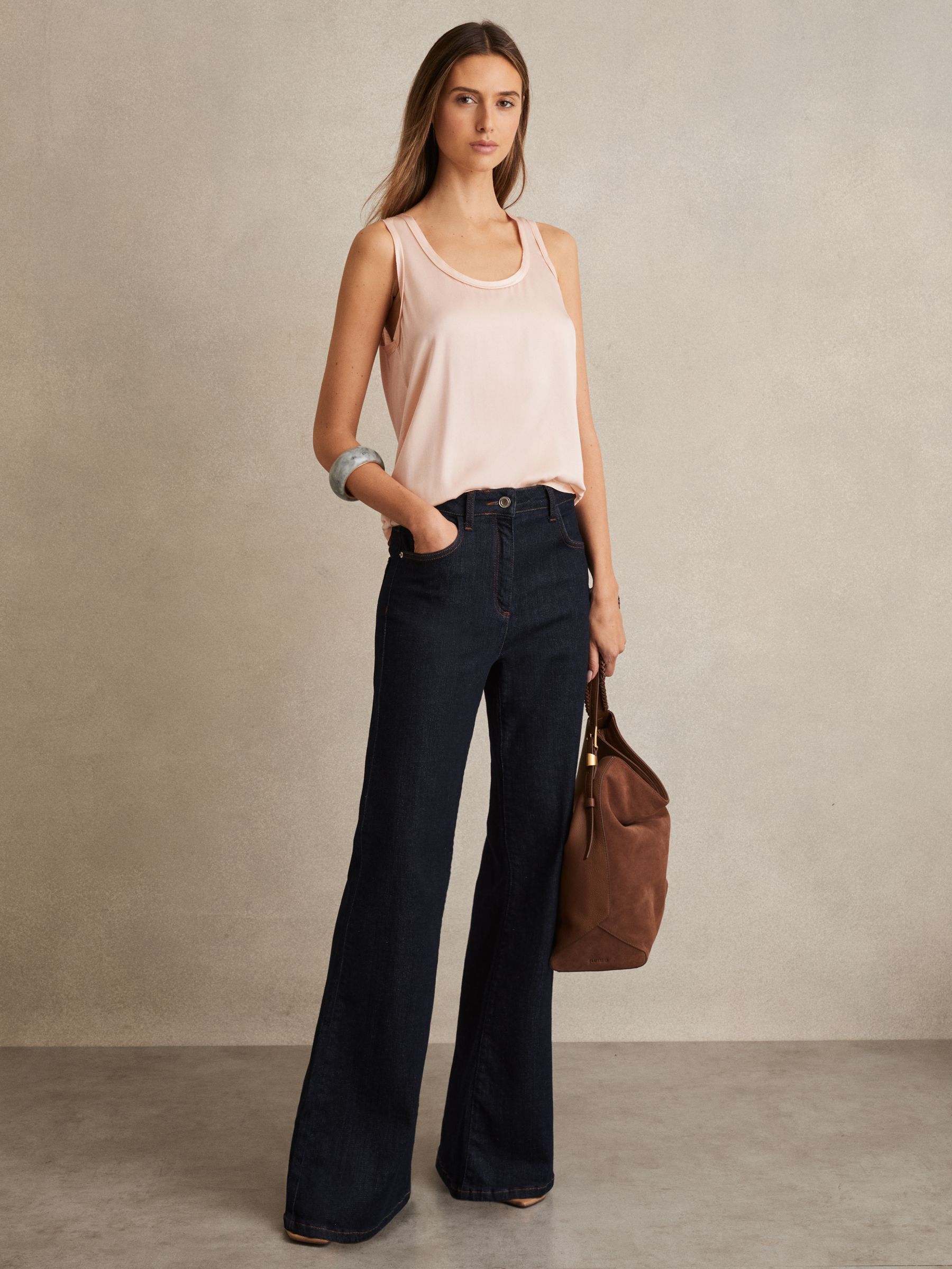 Silk Front Vest in Nude