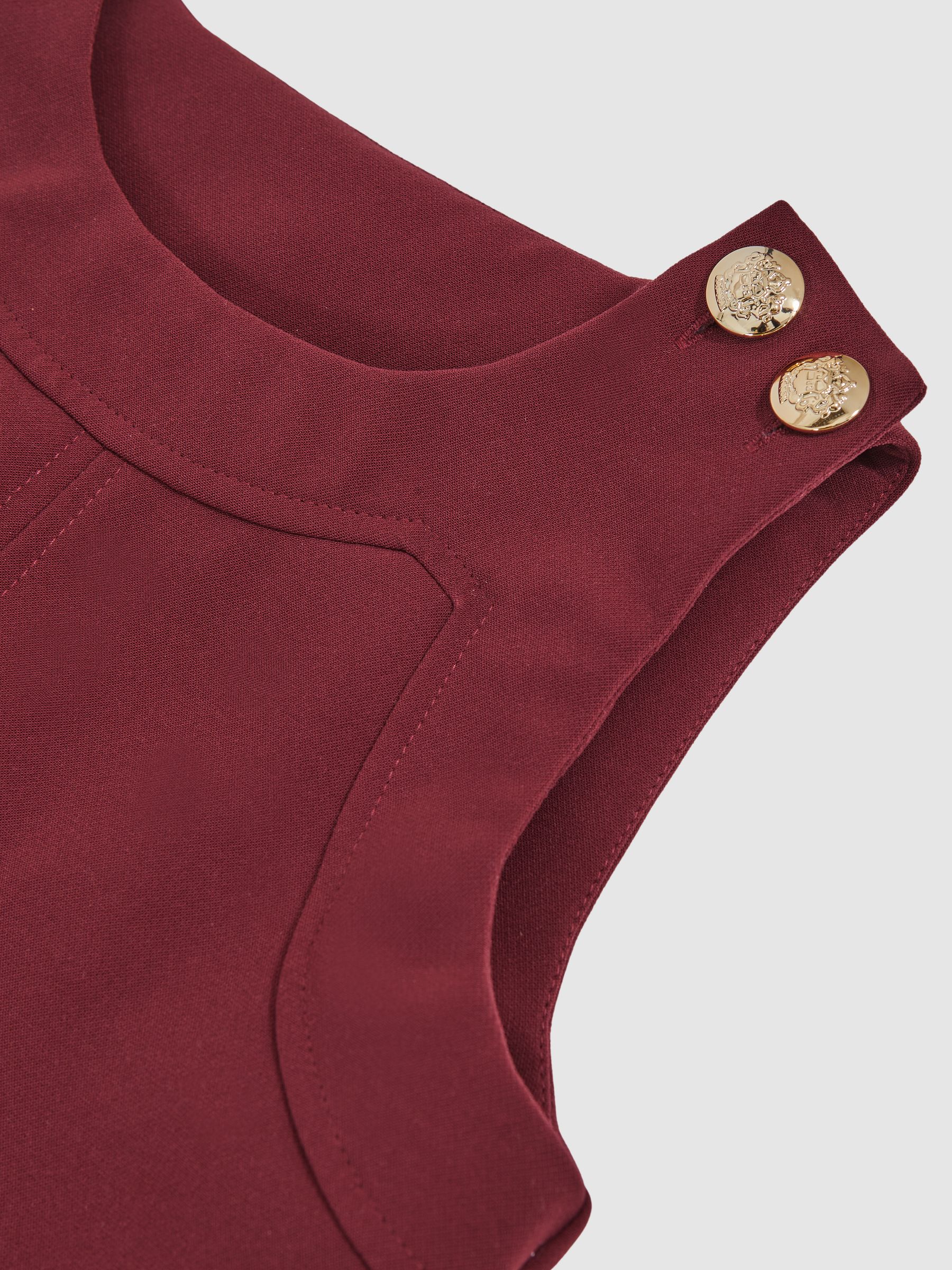 9-13 yrs Button-Detail Sleeveless Shift Dress in Berry