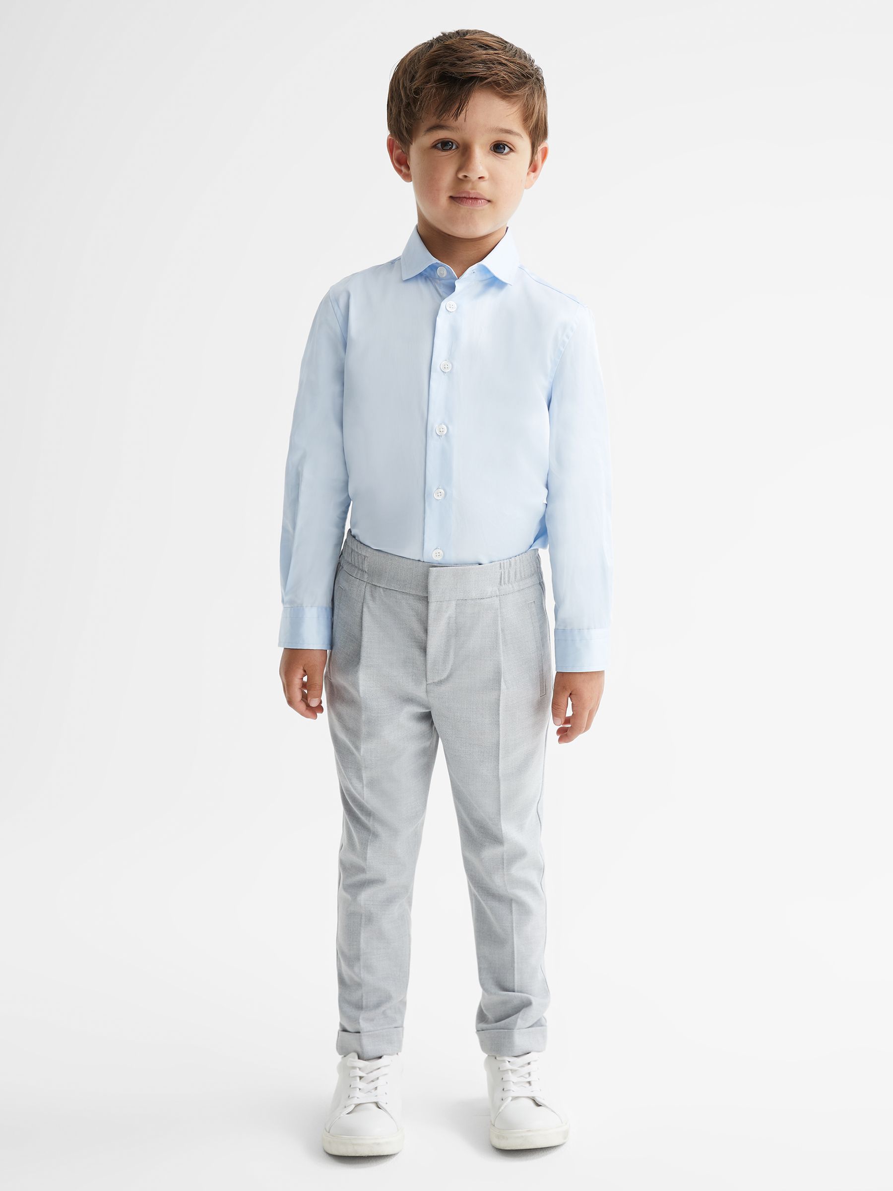 4-9 yrs Slim-Fit Cotton Shirt in Soft Blue