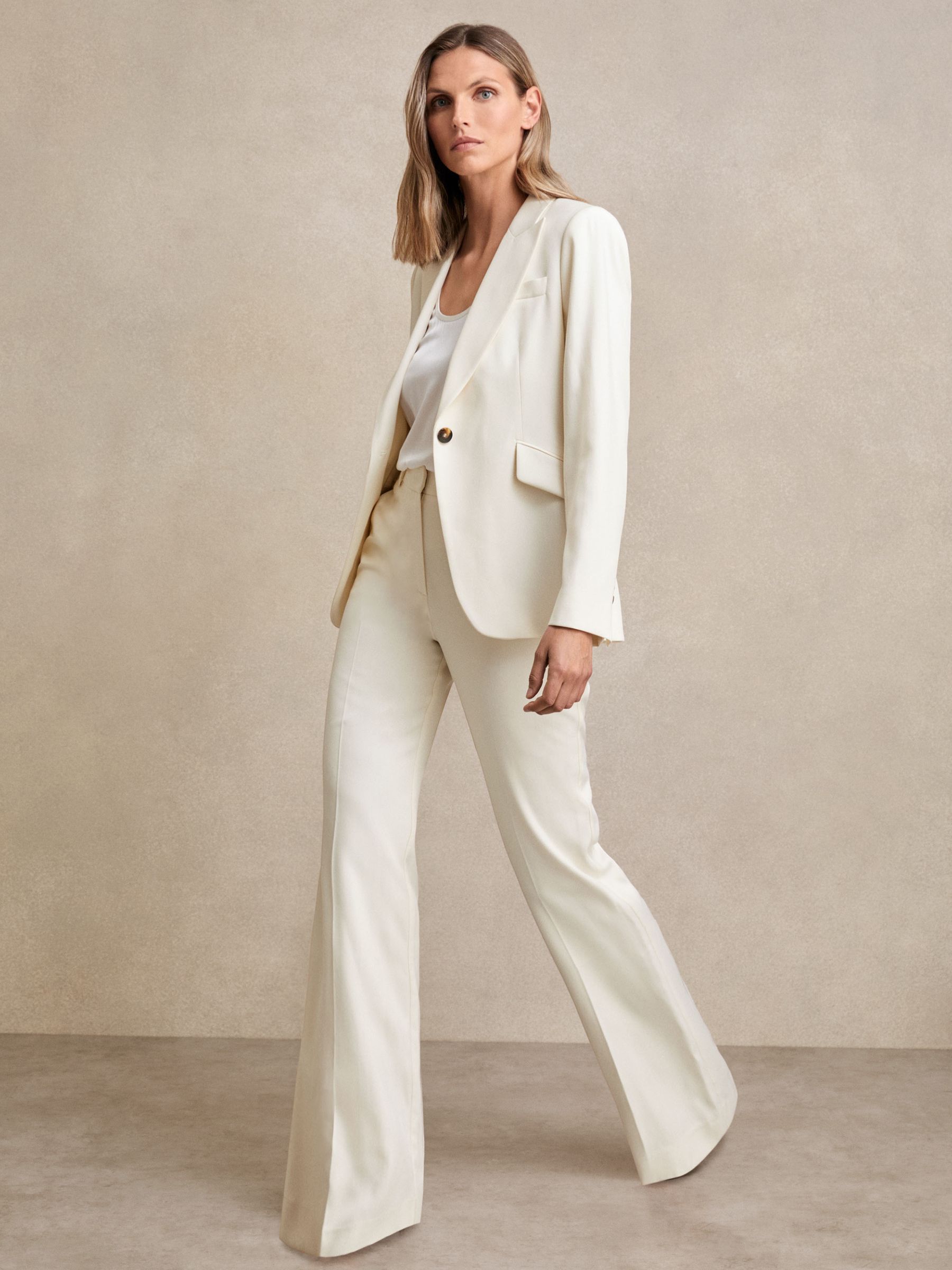 Petite Wide-Leg Tailored Trousers in Cream