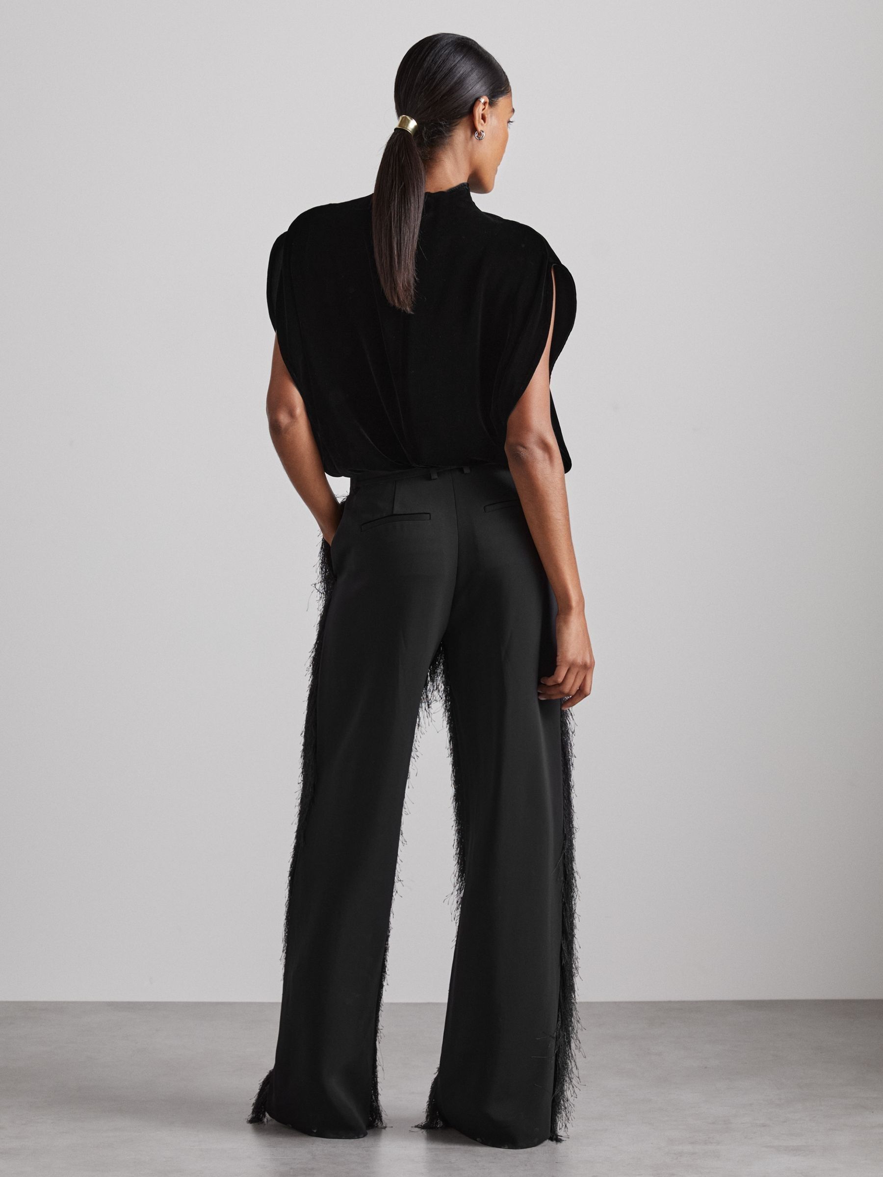 Atelier Velvet Draped Sleeveless Bodysuit in Black
