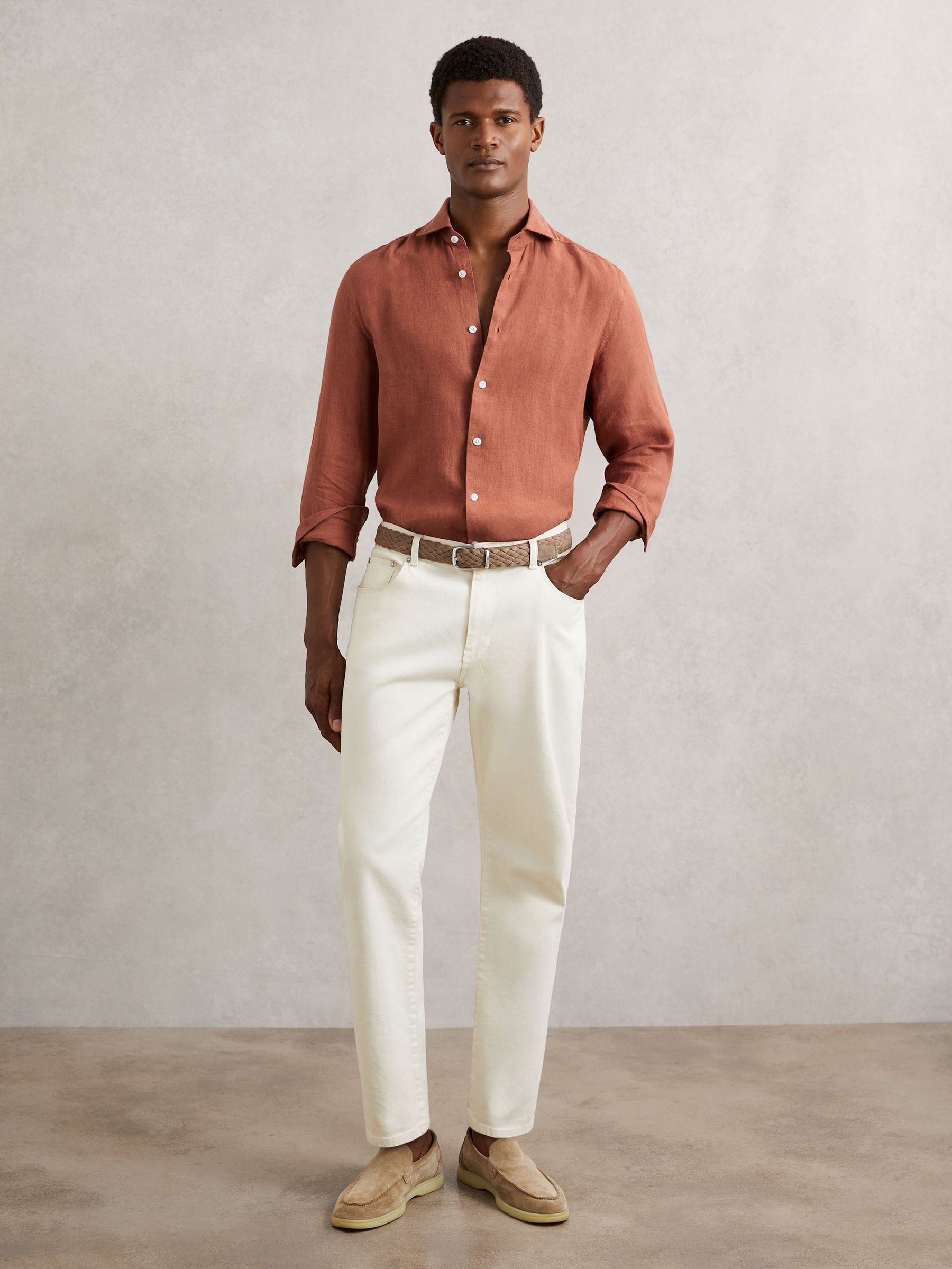 Linen Shirt in Cinnamon Brown