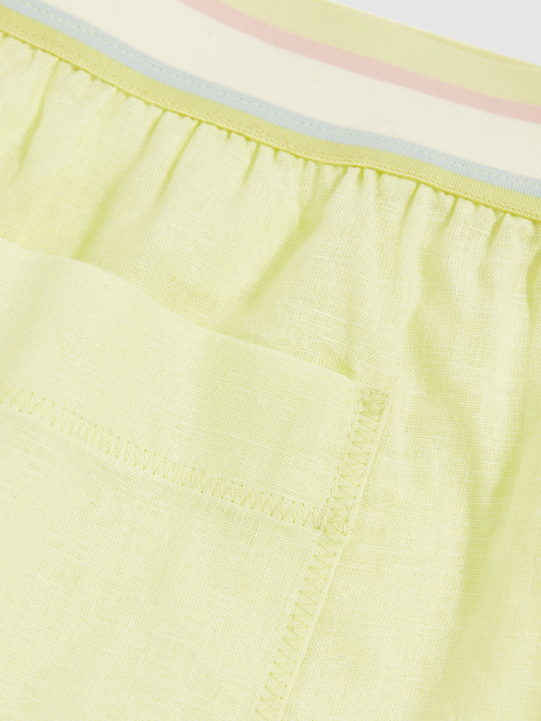 Linen-Blend Contrast-Waist Boxer Shorts in Lemon Yellow