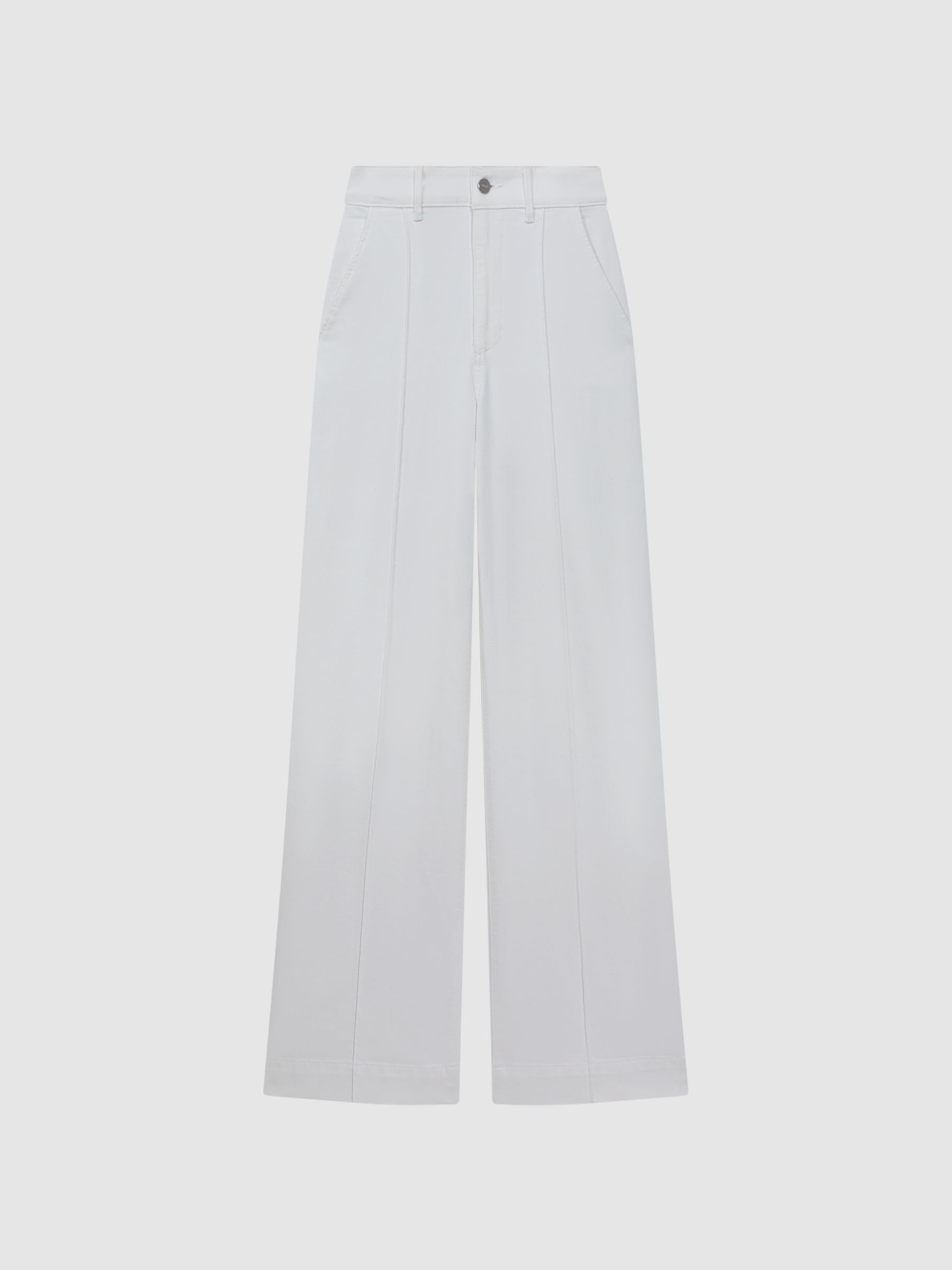 Paige High Rise Wide Leg Trousers in White