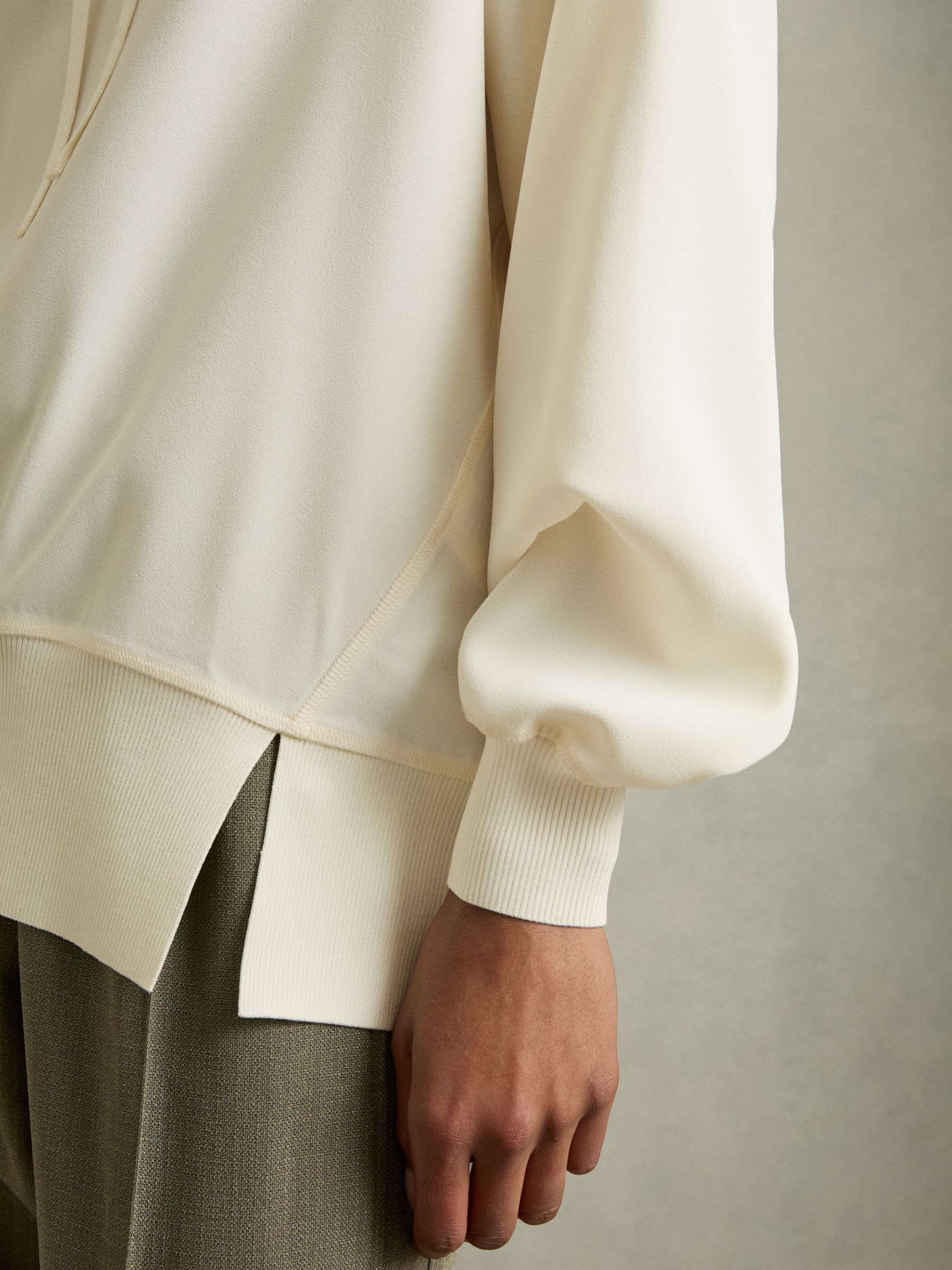 Woven Hooded Top in Cream