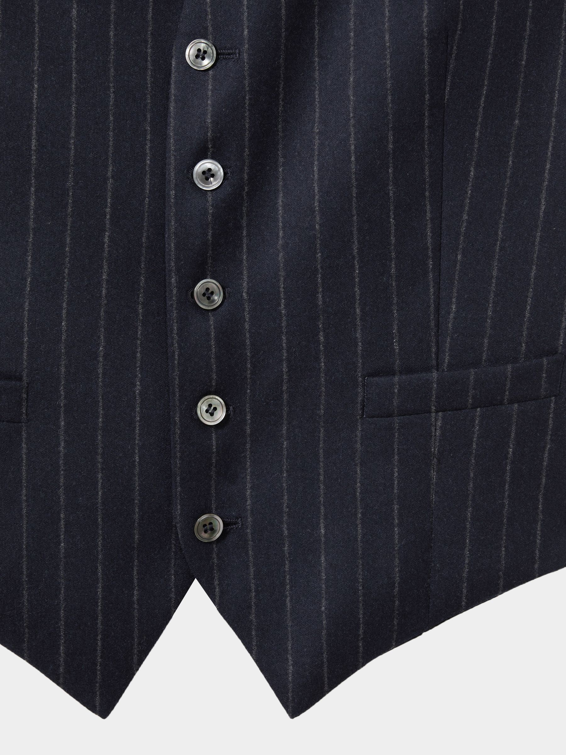 Oscar Jacobson 100% Wool Pinstripe Waistcoat in Navy