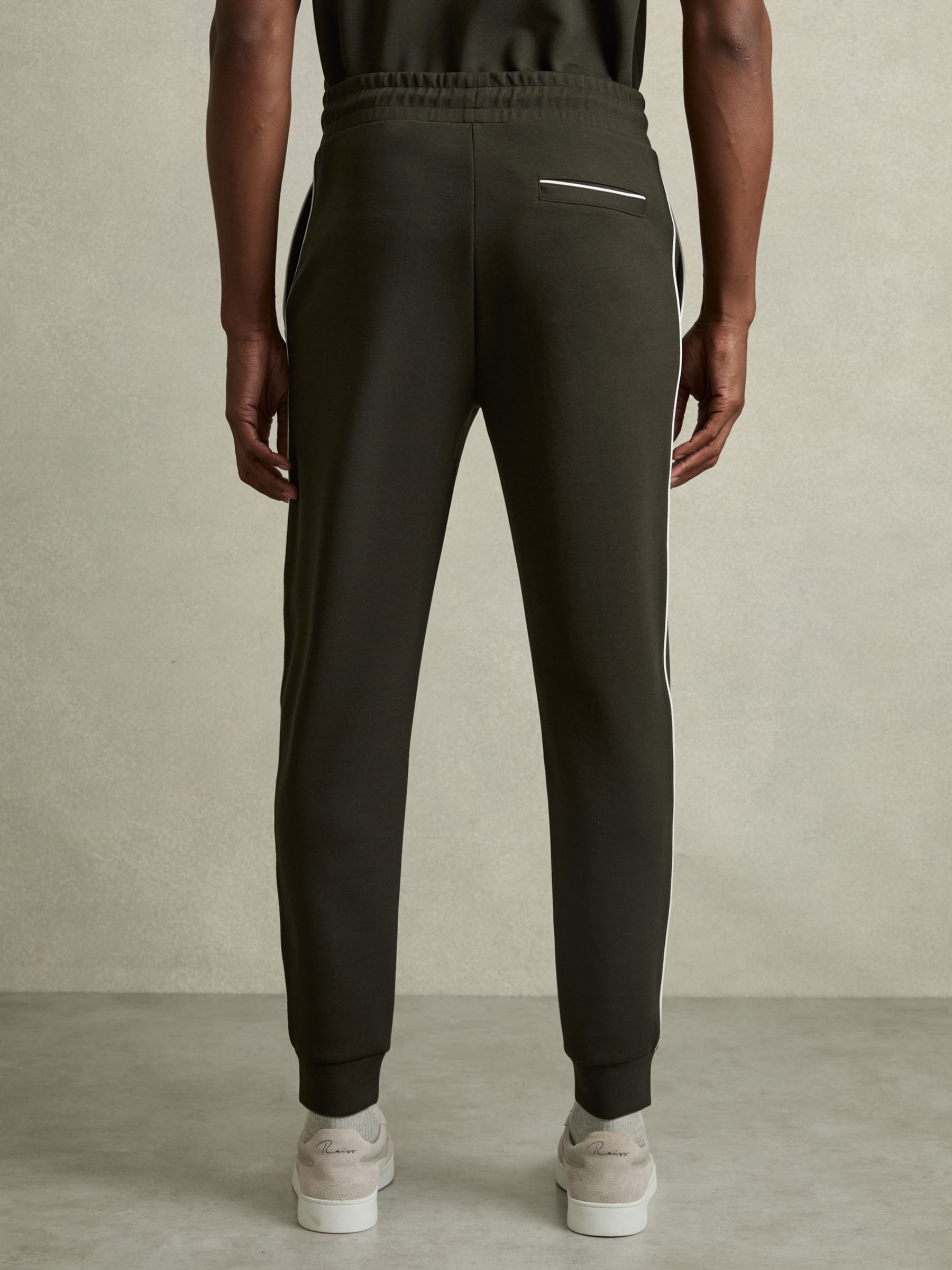 Interlock Piped Drawstring Joggers in Forest Green