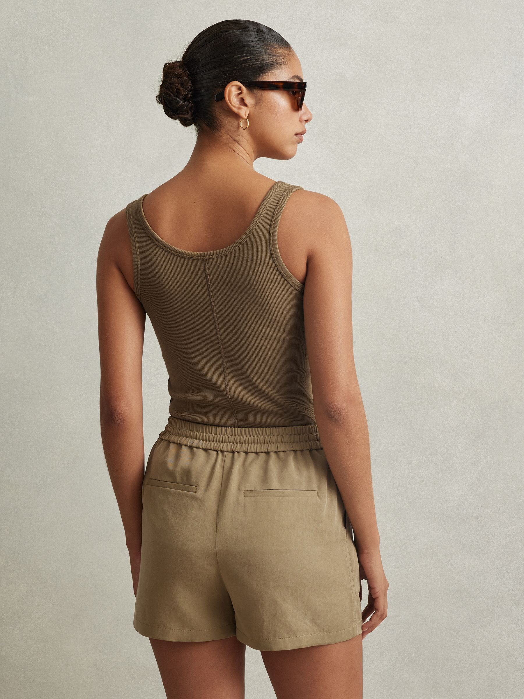Drawstring Shorts with TENCEL? Fibers in Khaki