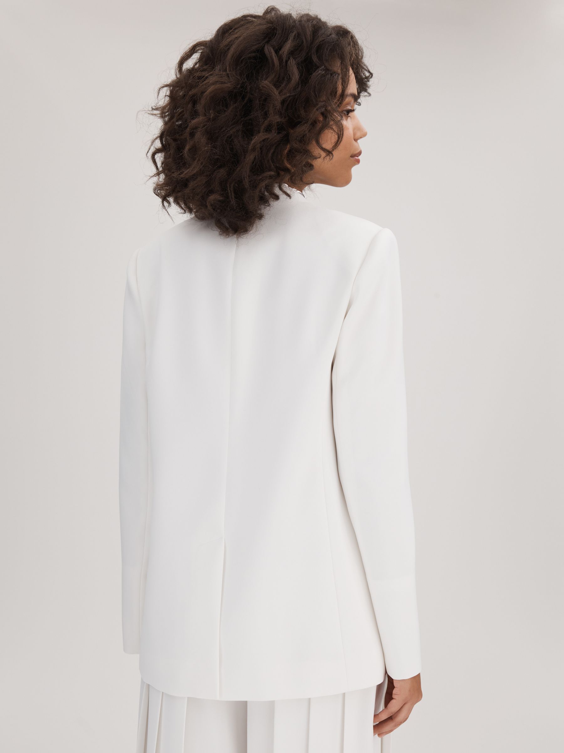 Florere Collarless Double Breasted Blazer in Ivory