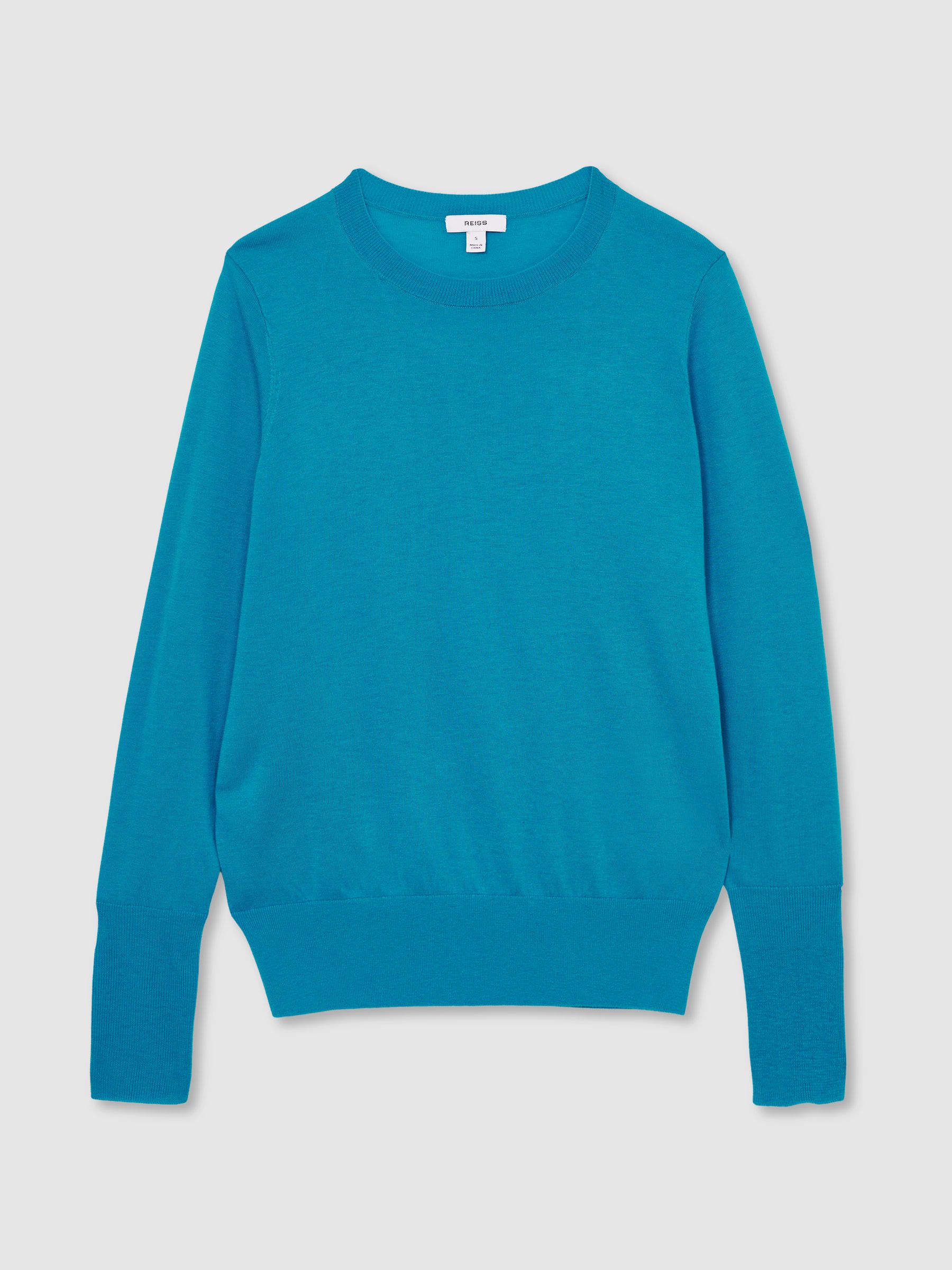 Fine-Knit Crew-Neck Jumper With Cashmere in Blue