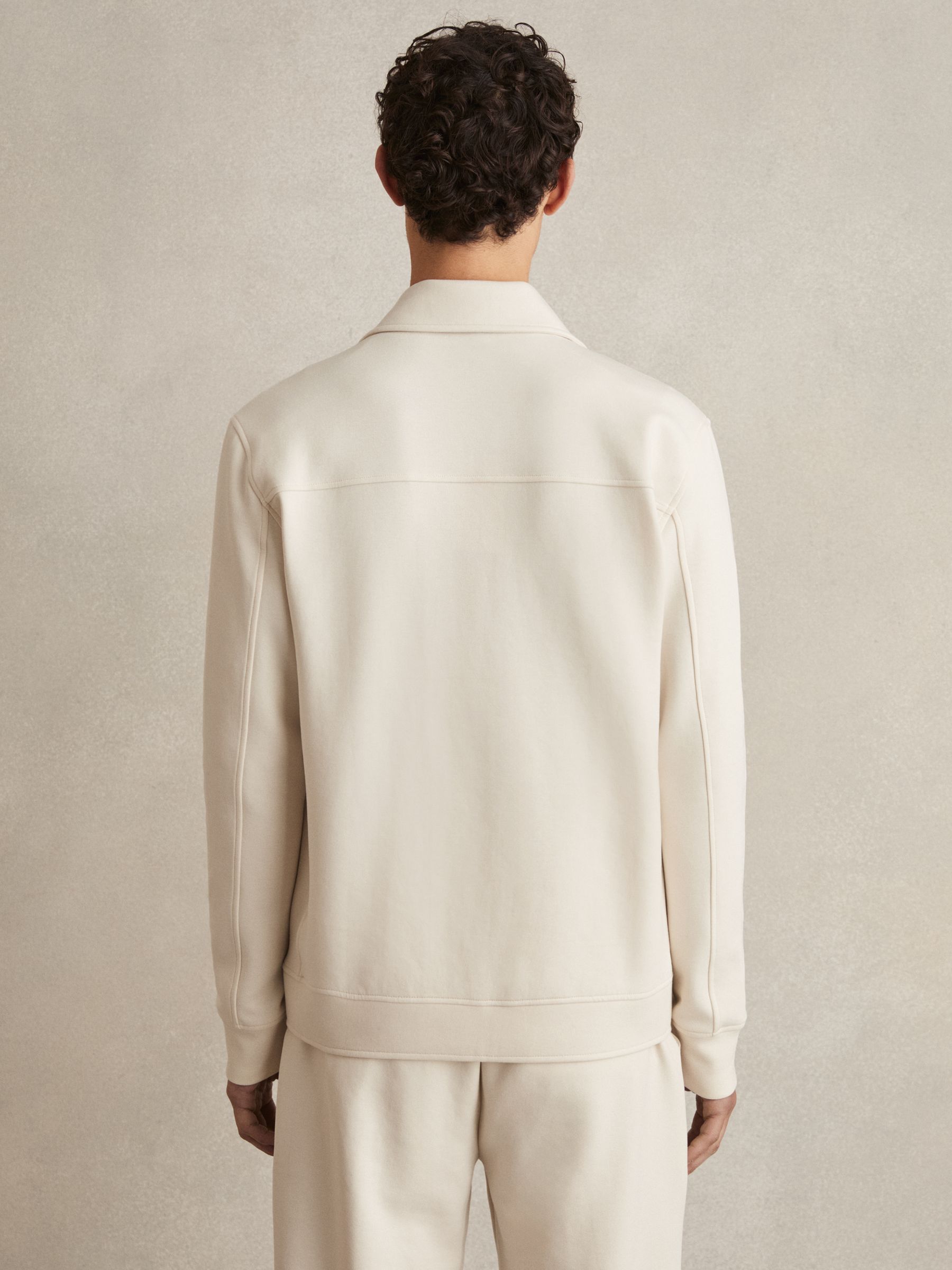 Interlock Zip-Through Overshirt in Off White