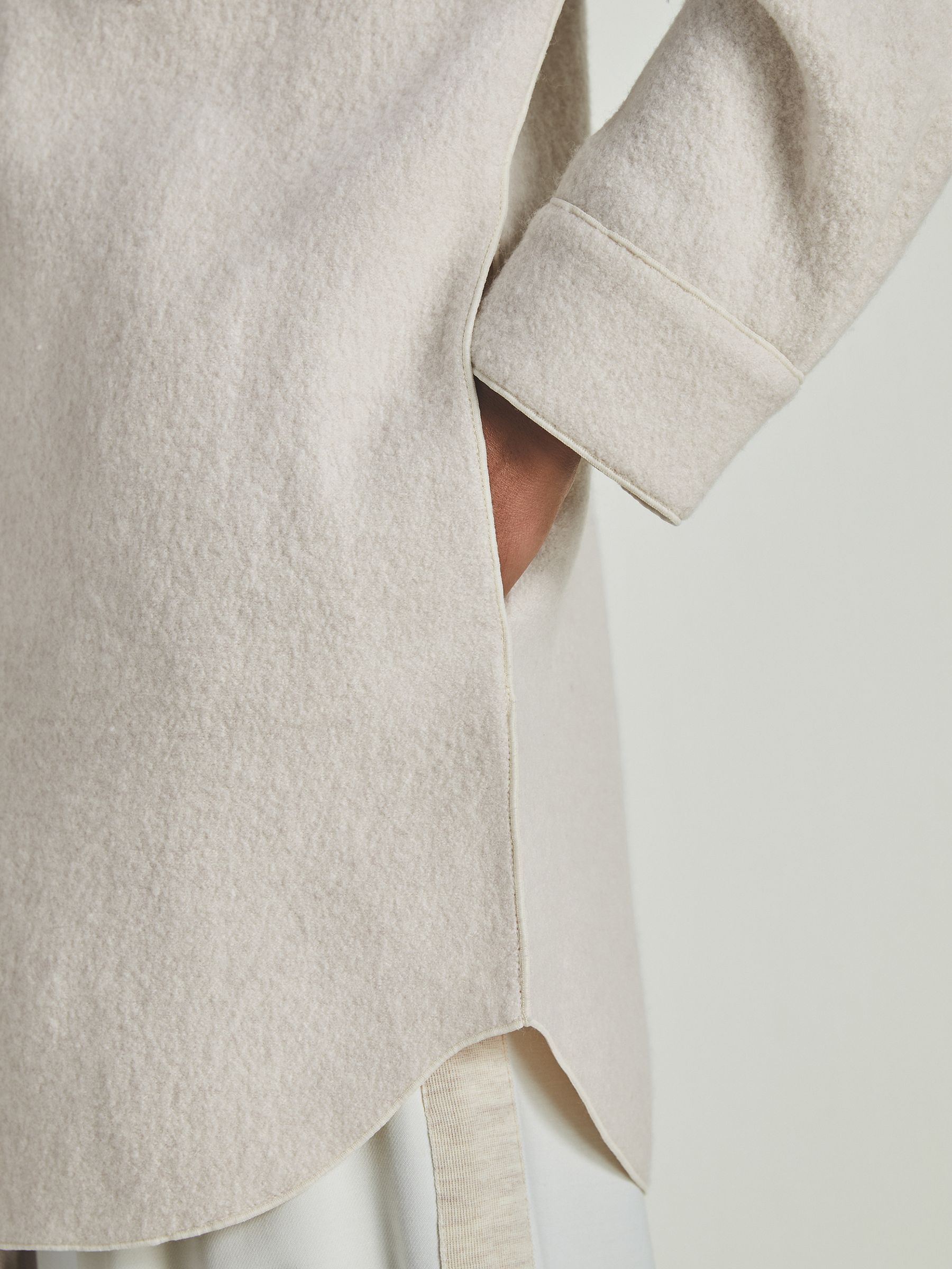 Reiss | Les 100 Ciels Boiled-Wool Bouclé Overshirt in Cream