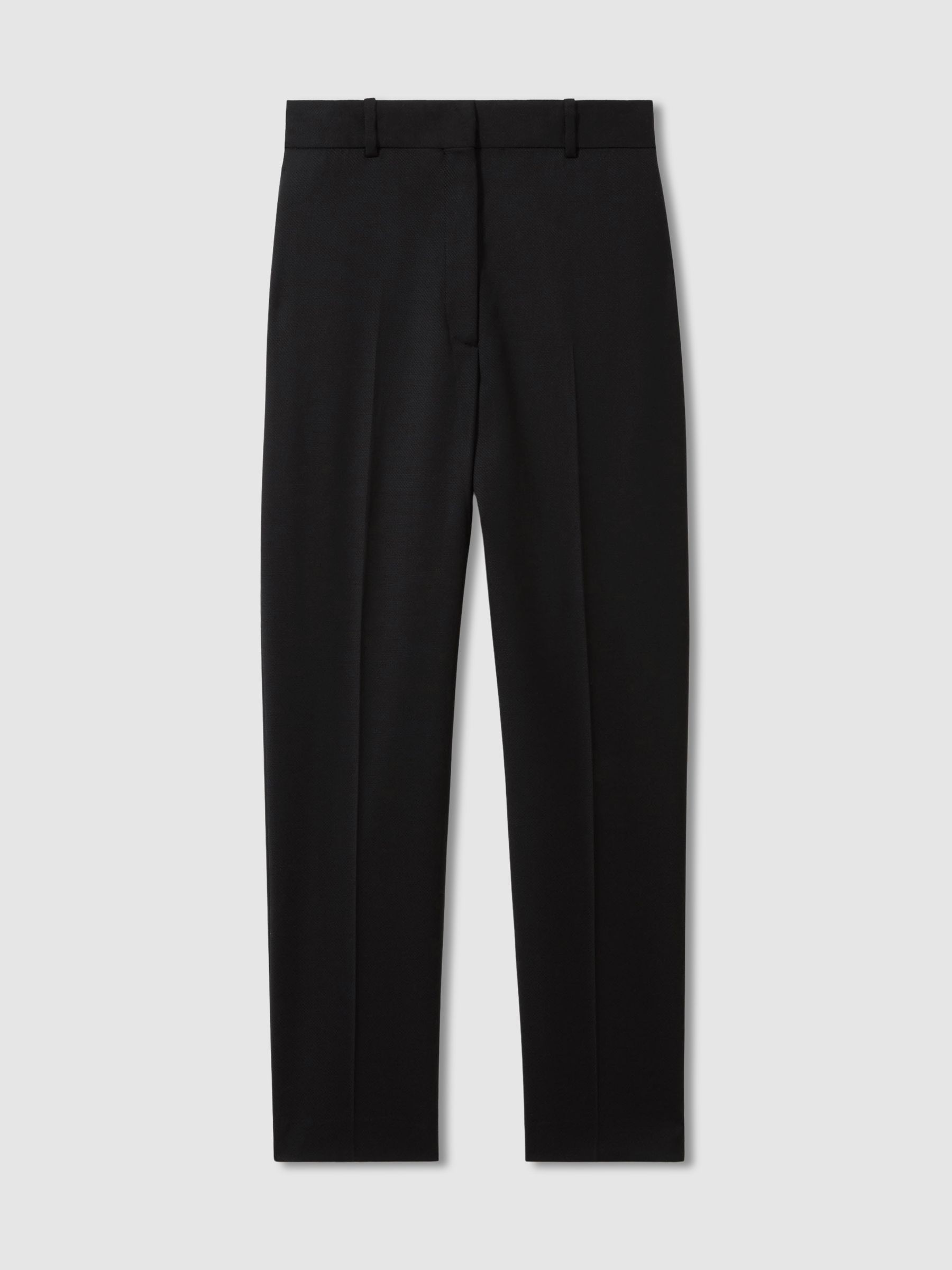 Petite Wool Blend Tapered Suit Trousers in Black