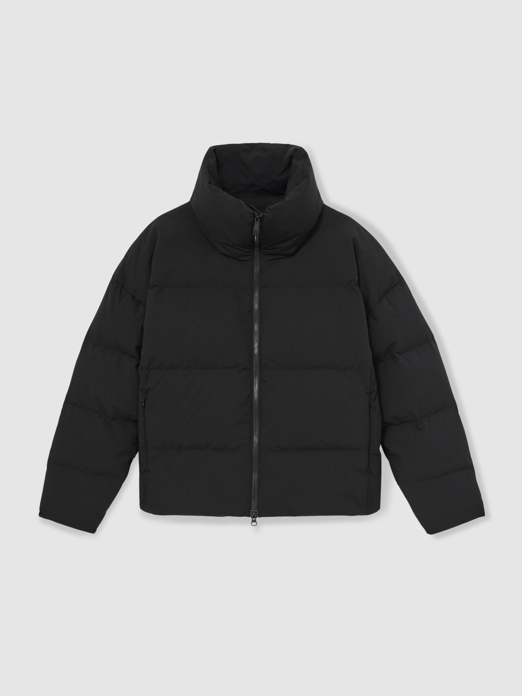 Scandinavian Edition Short Puffer Black Jacket in Black