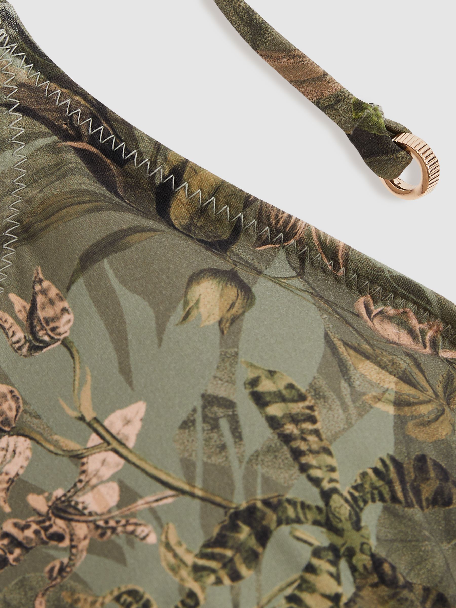 Reiss | NYBG Floral Triangle Bikini Top in Khaki
