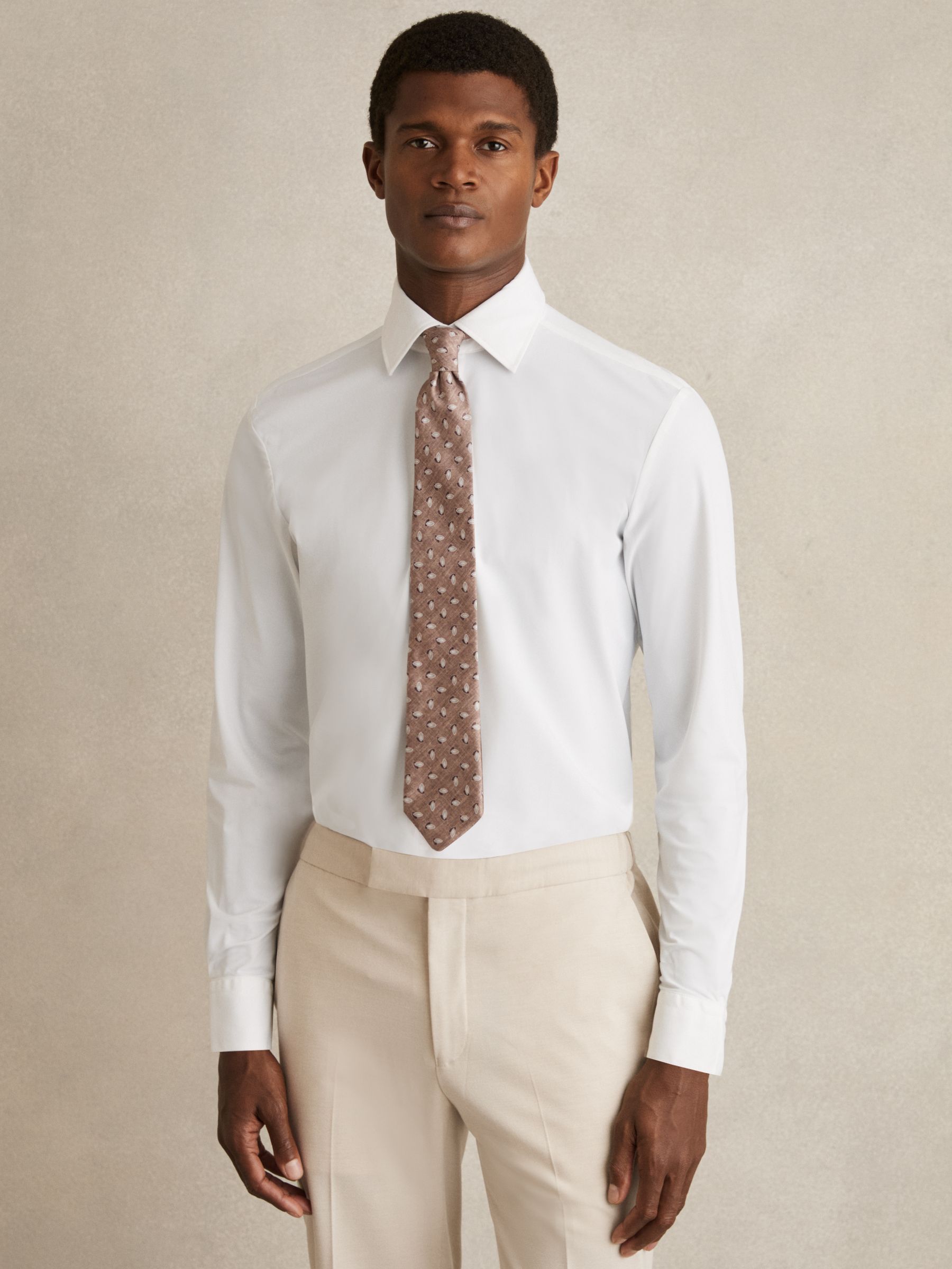 Regular Fit Button-Through Travel Shirt in White