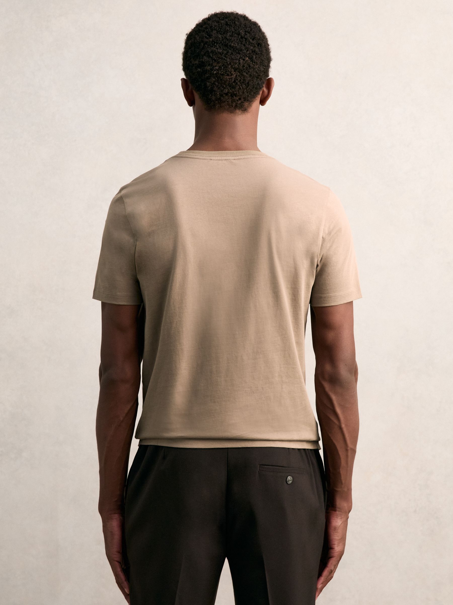 Cotton Crew Neck T-Shirt in Light Taupe Brown