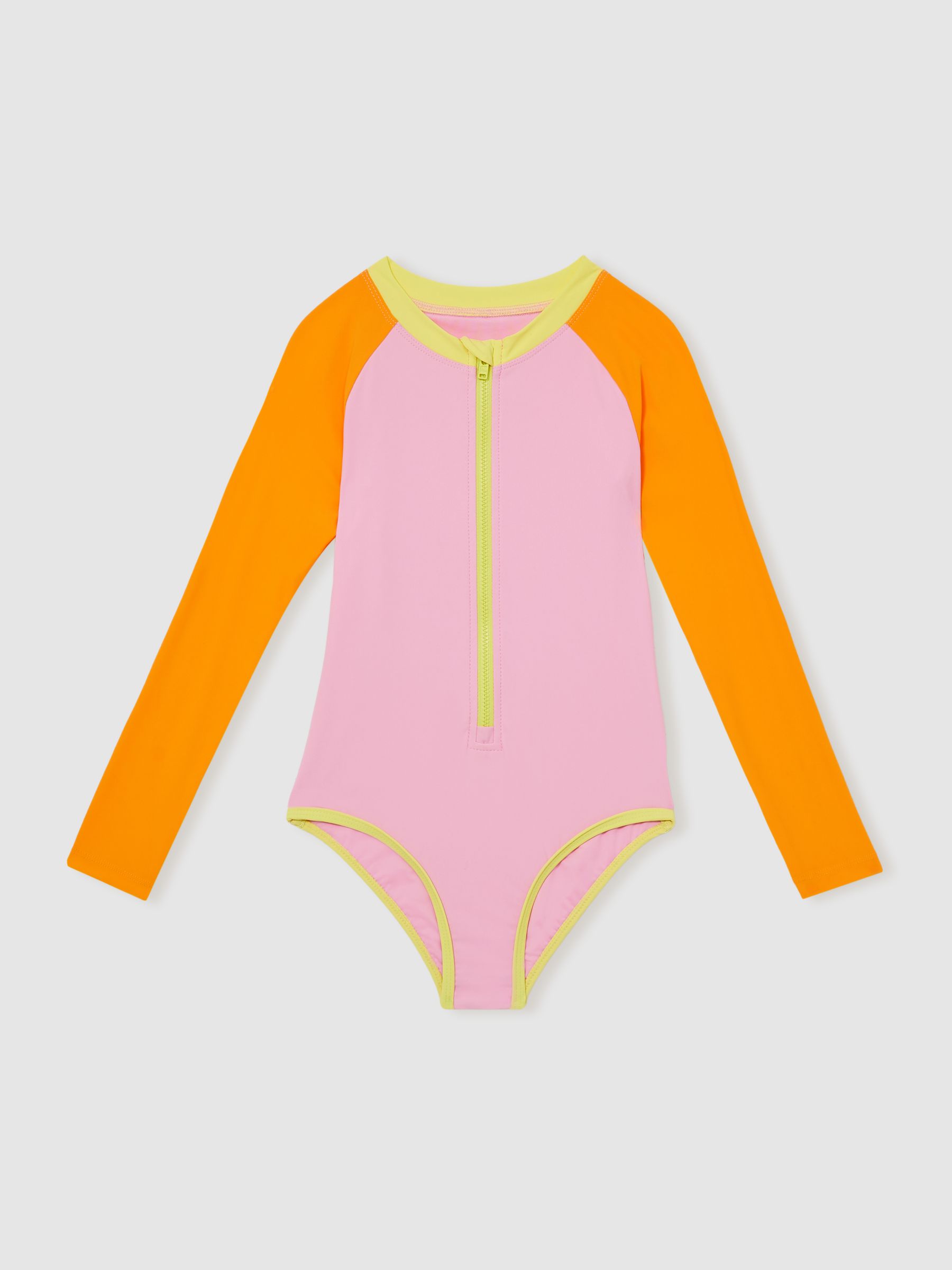 13-14 yrs Colour-Block Long-Sleeve Swimsuit in Multi